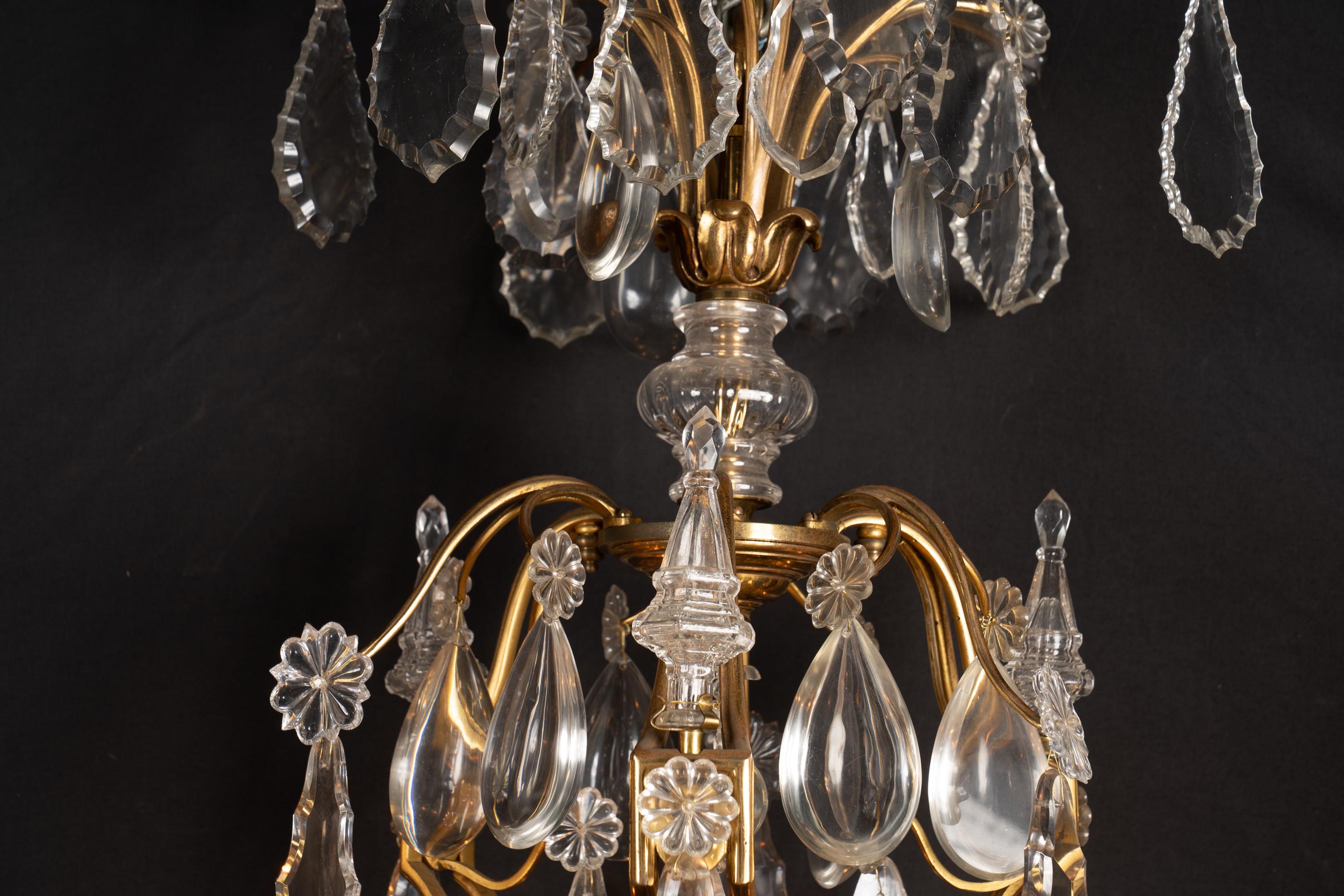 Grand French 19th Century Louis XV Bronze d’Ore and Crystal Chandelier For Sale 5