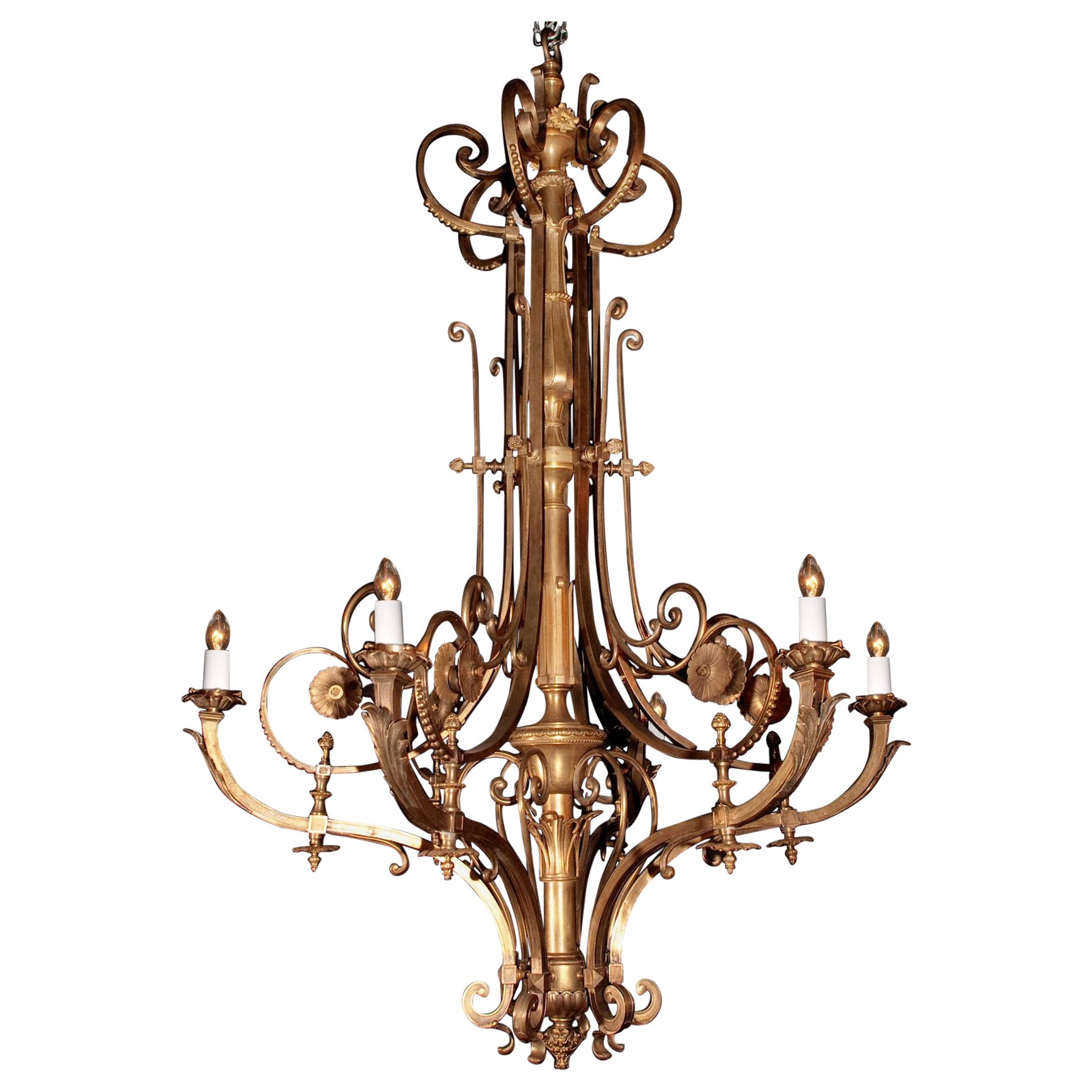 Grand French 19th Century Louis XVI Bonze Chandelier For Sale