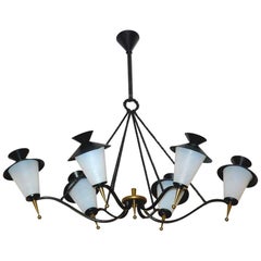 Grand French 6 Lantern Chandelier by Arlus (Pair)