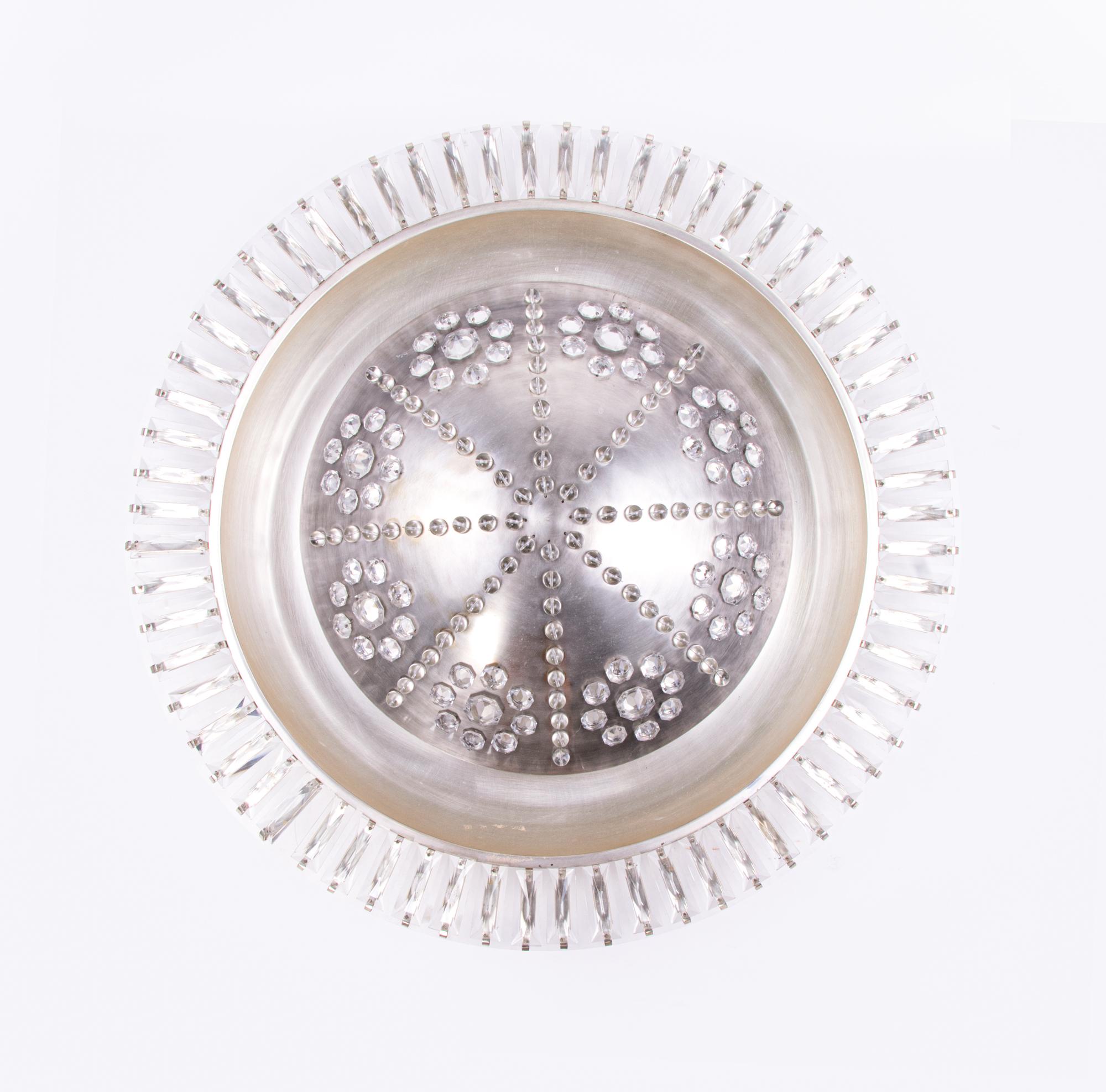 Français Grand lustre français encastré en cristal Sunburst, Art déco, années 1940 en vente