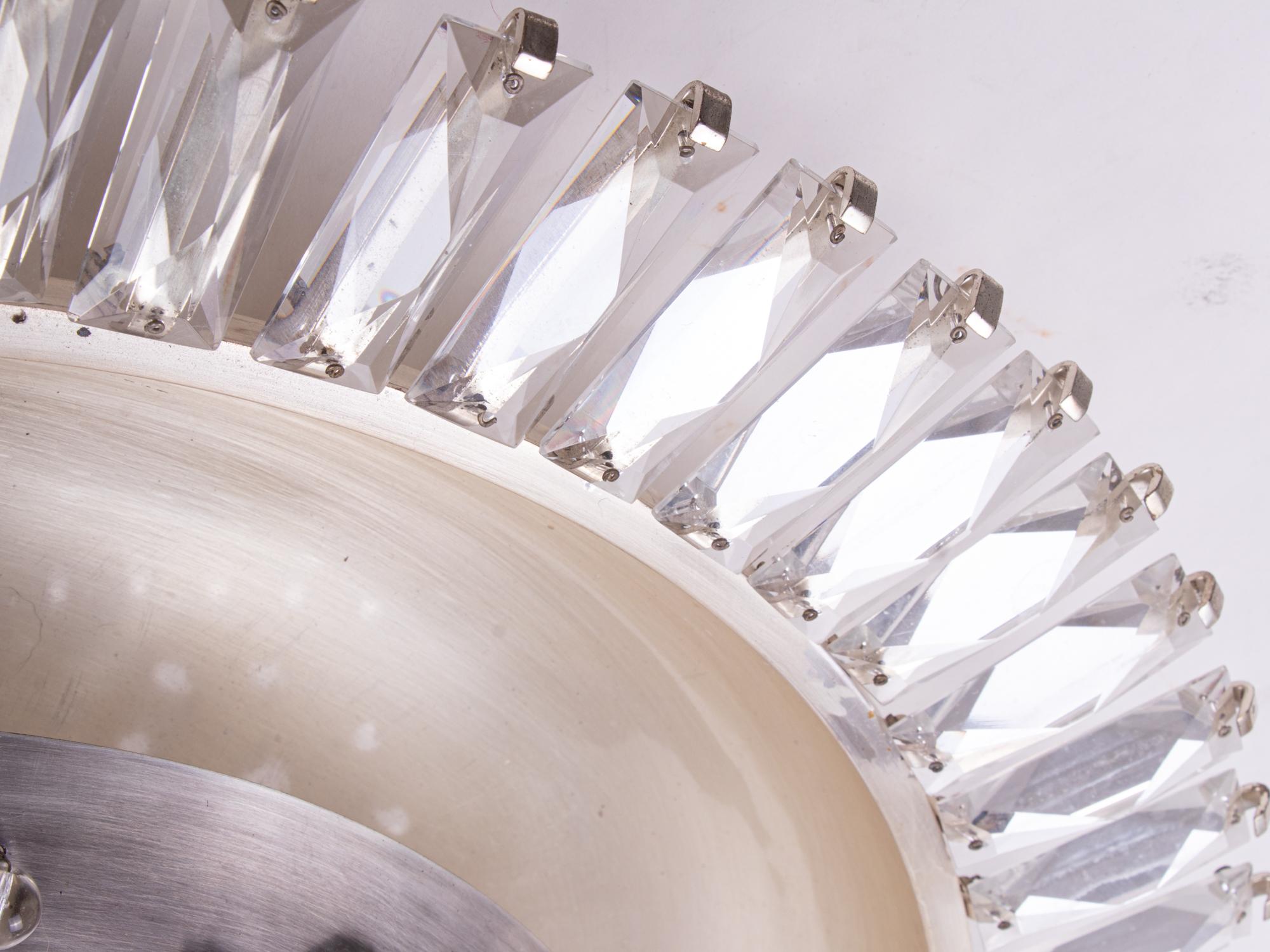 Grand lustre français encastré en cristal Sunburst, Art déco, années 1940 en vente 1