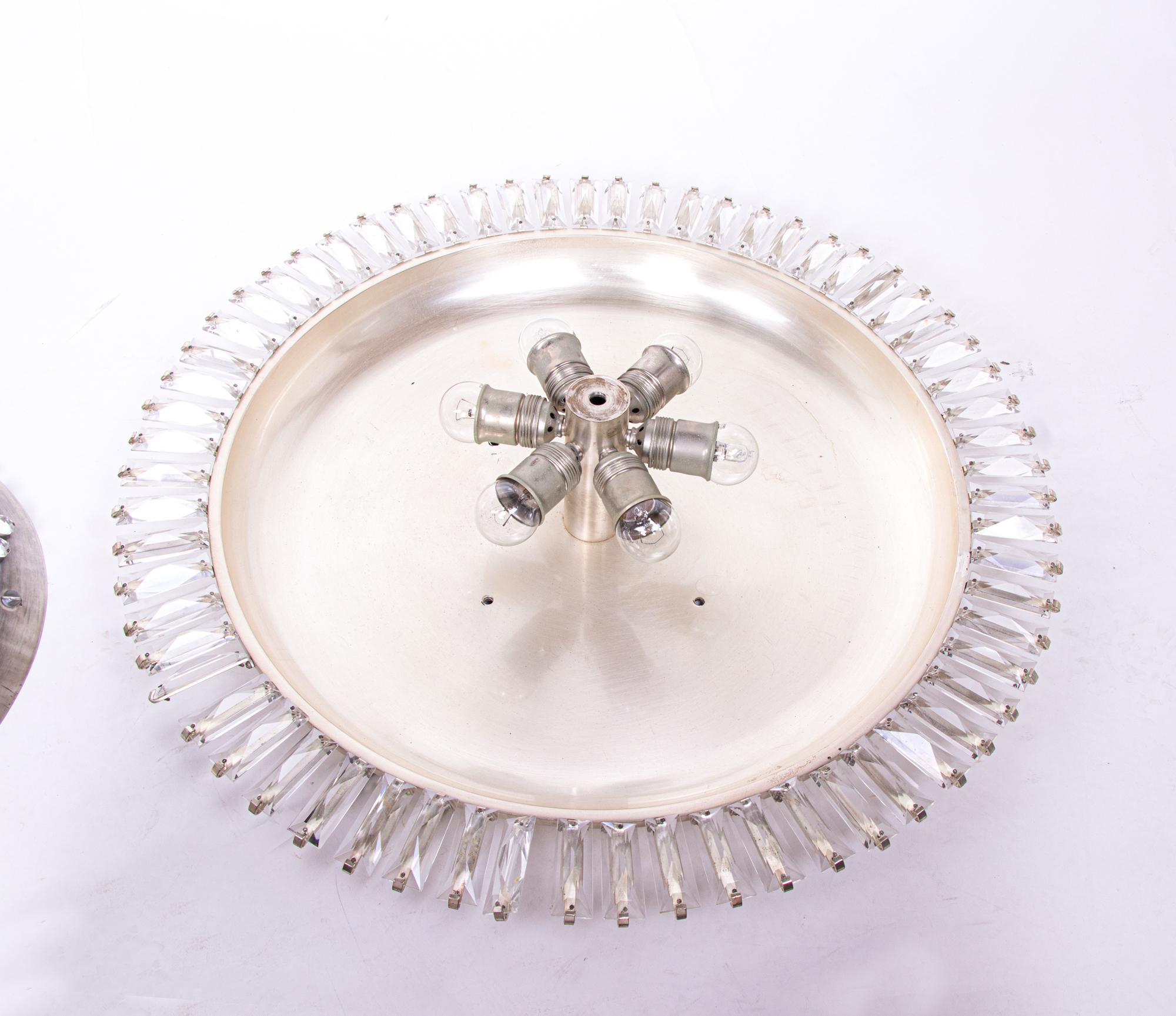 Grand lustre français encastré en cristal Sunburst, Art déco, années 1940 en vente 3