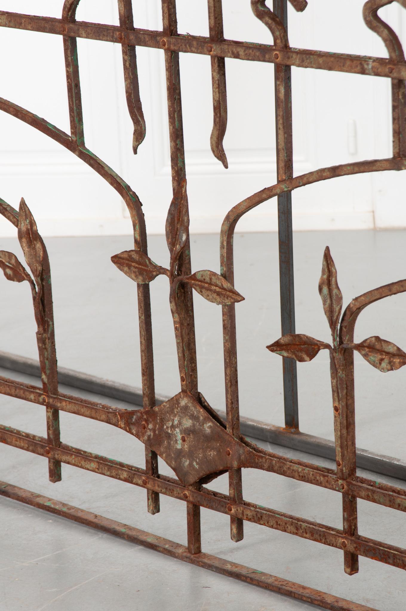 Grand French Art Nouveau Iron & Stone Console For Sale 4