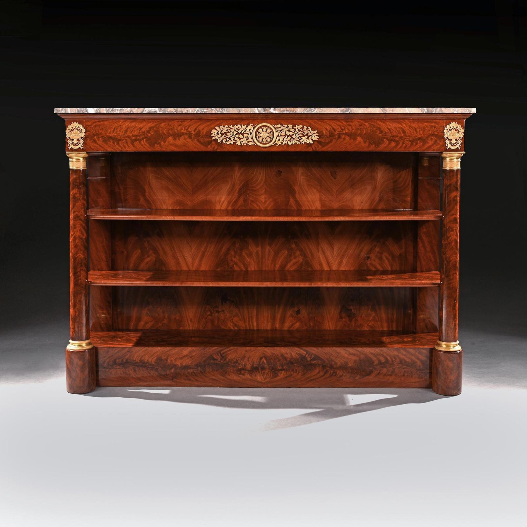 Grand French Empire Mahogany Gilt Bronze Mounted Console Table In Good Condition For Sale In Benington, Herts