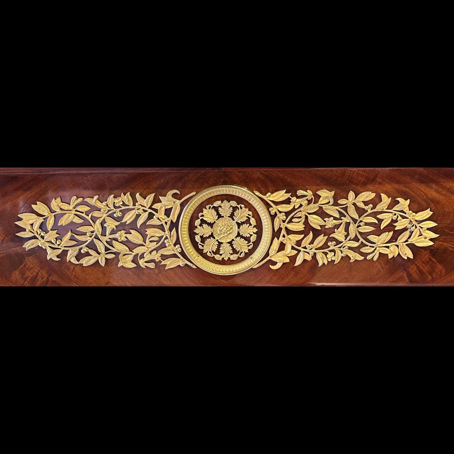 Grand French Empire Mahogany Gilt Bronze Mounted Console Table For Sale 2