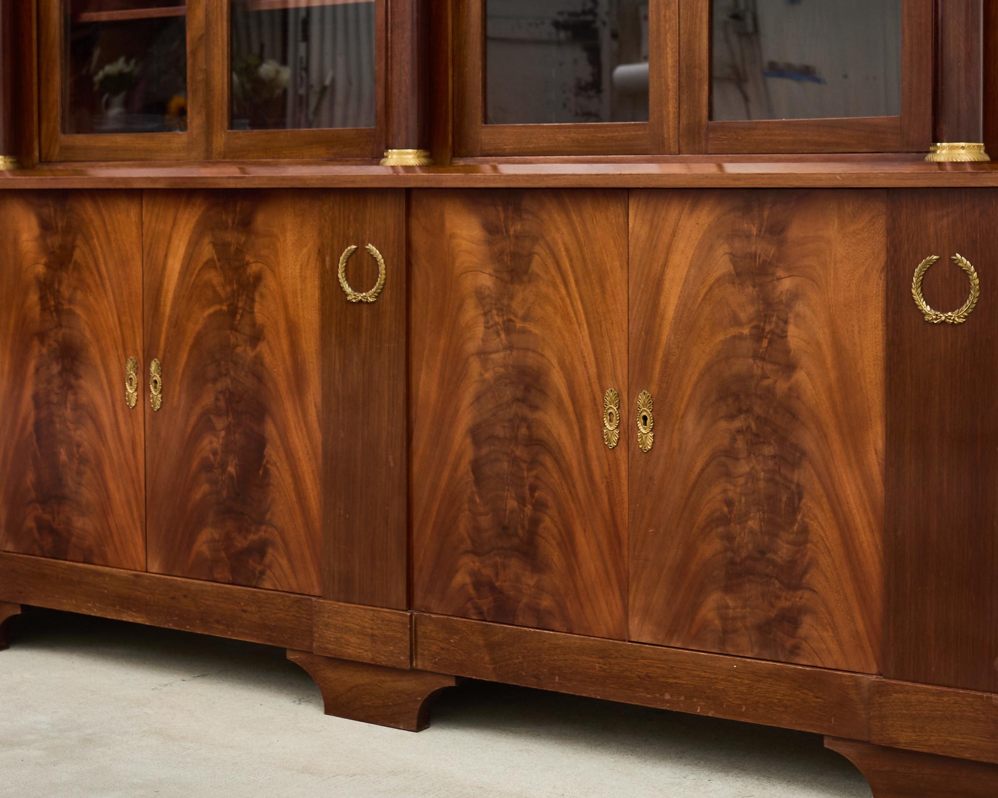 Grand French Empire Style Bronze Mahogany Bibliotheque Bookcase For Sale 11