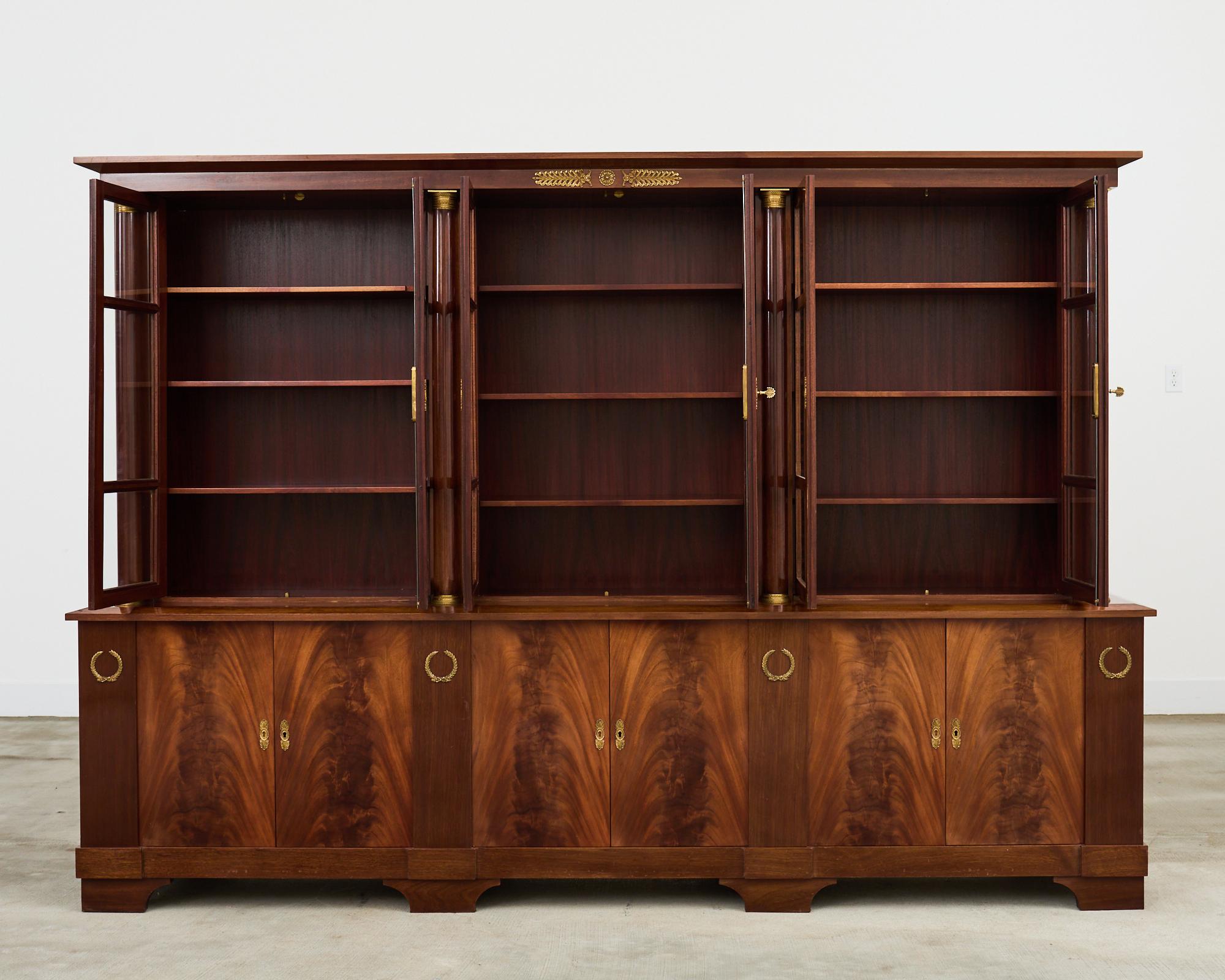 Grand French Empire Style Bronze Mahogany Bibliotheque Bookcase In Good Condition For Sale In Rio Vista, CA