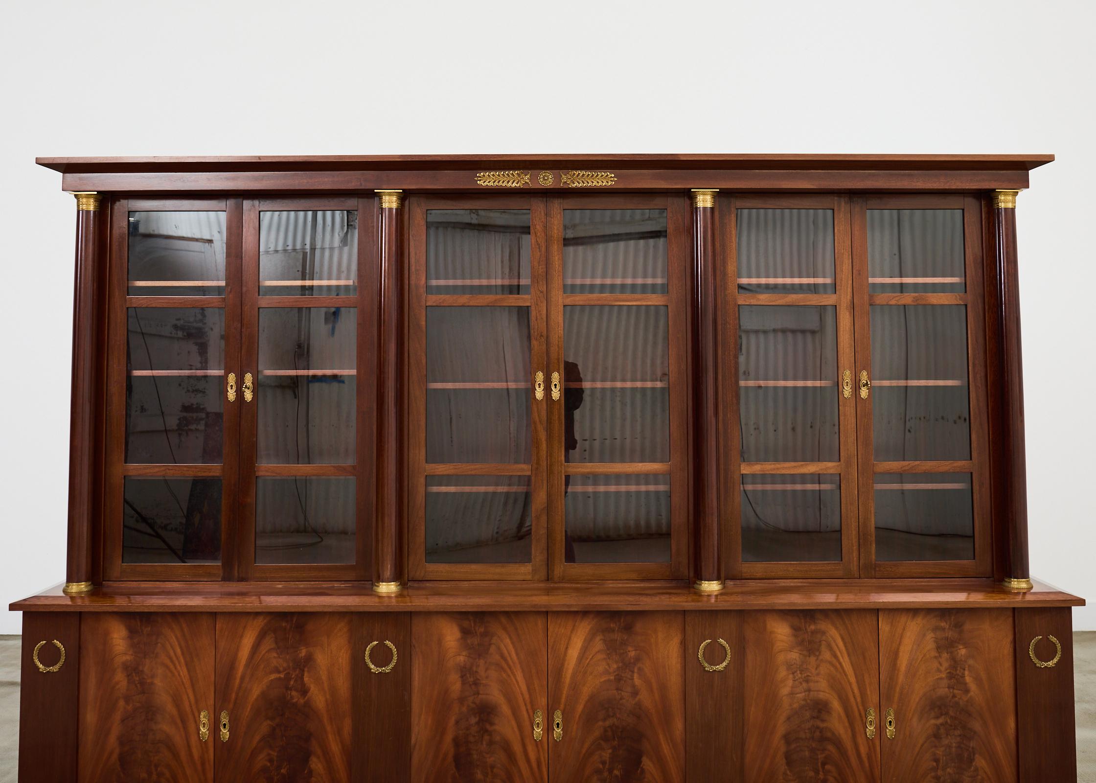 Grand French Empire Style Bronze Mahogany Bibliotheque Bookcase For Sale 1