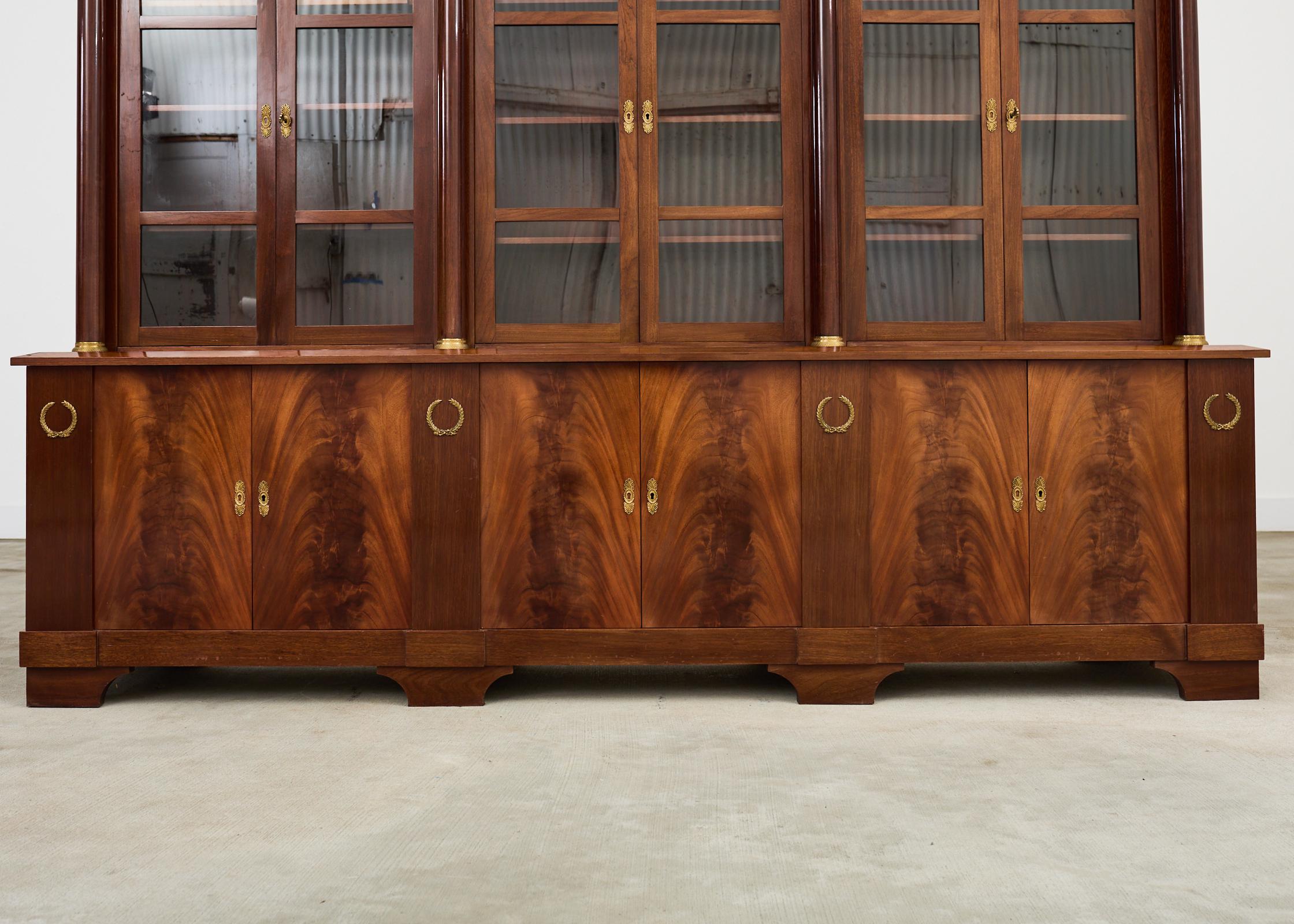 Grand French Empire Style Bronze Mahogany Bibliotheque Bookcase For Sale 2