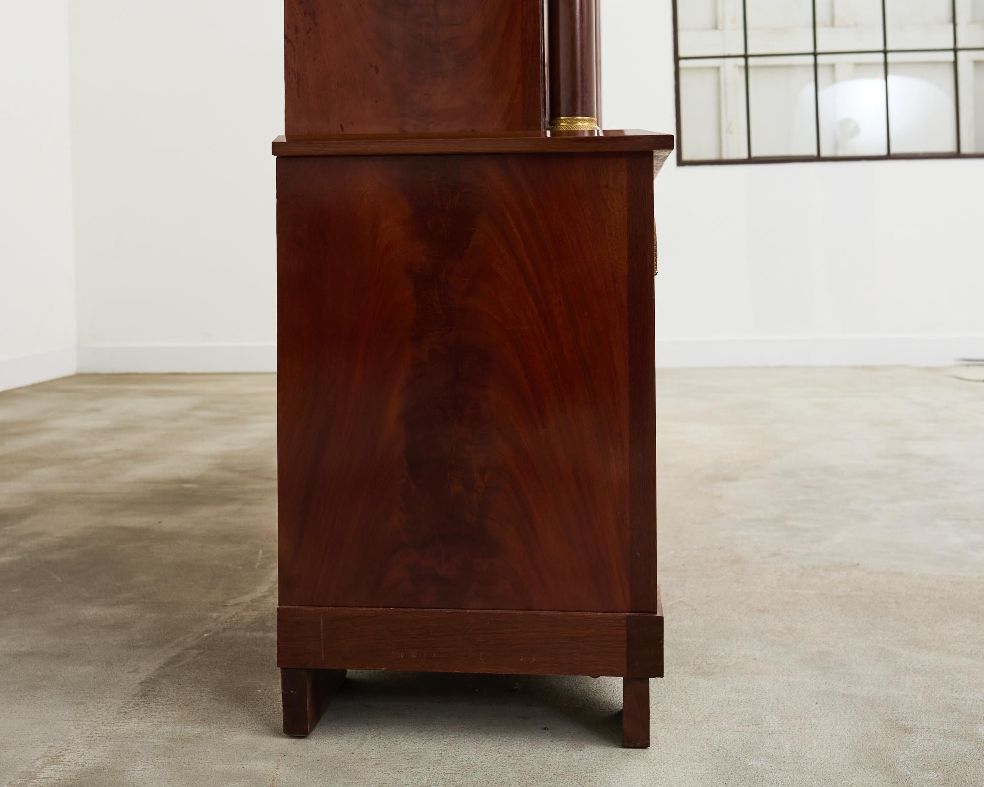 Grand French Empire Style Bronze Mahogany Bibliotheque Bookcase For Sale 3