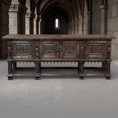 Grand French Gothic Revival Oak Raised Buffet ~ Credenza