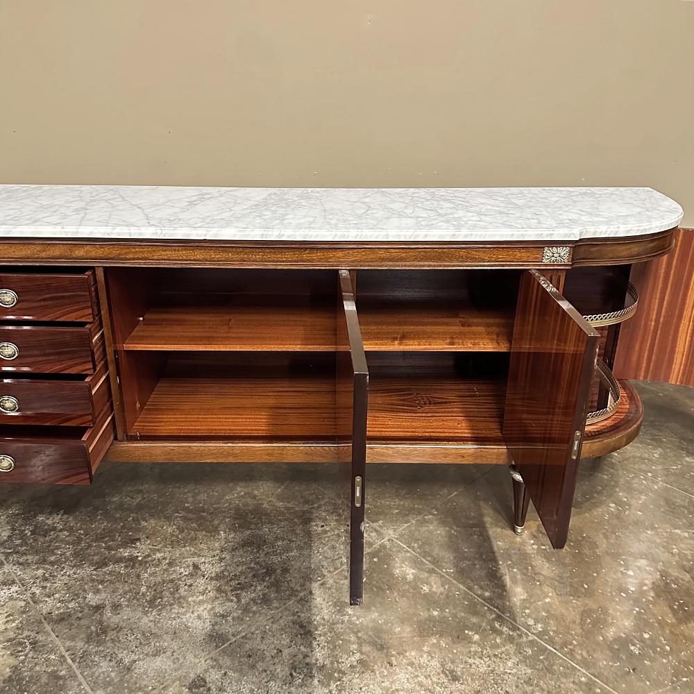Grand French Louis XVI Flame Mahogany Buffet with Carrara Marble For Sale 5
