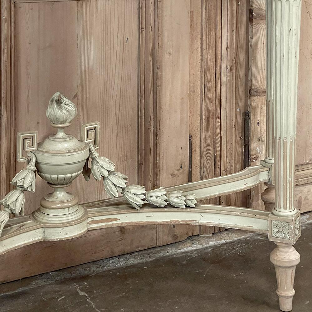 Grand French Louis XVI Painted Demilune Console with Carrara Marble Top For Sale 6