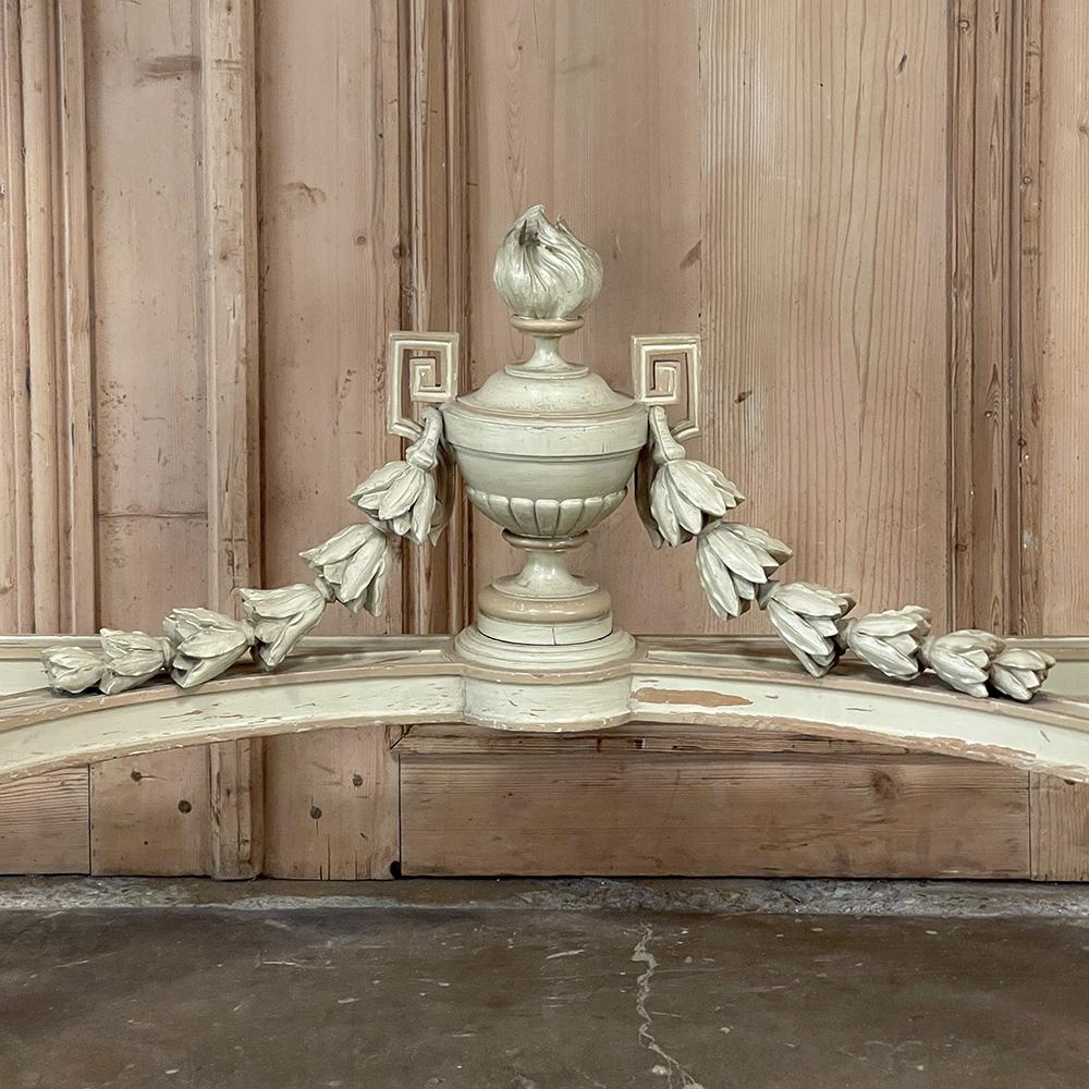 Grand French Louis XVI Painted Demilune Console with Carrara Marble Top For Sale 8