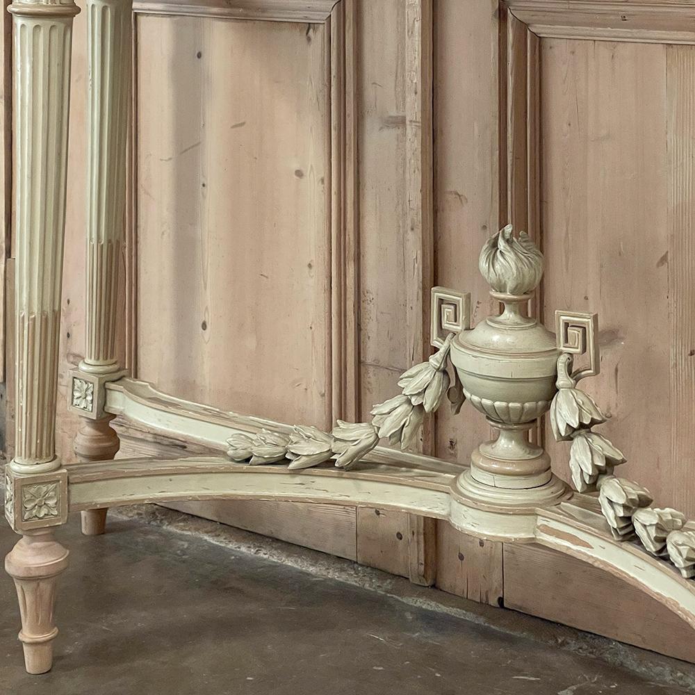 Grand French Louis XVI Painted Demilune Console with Carrara Marble Top For Sale 11