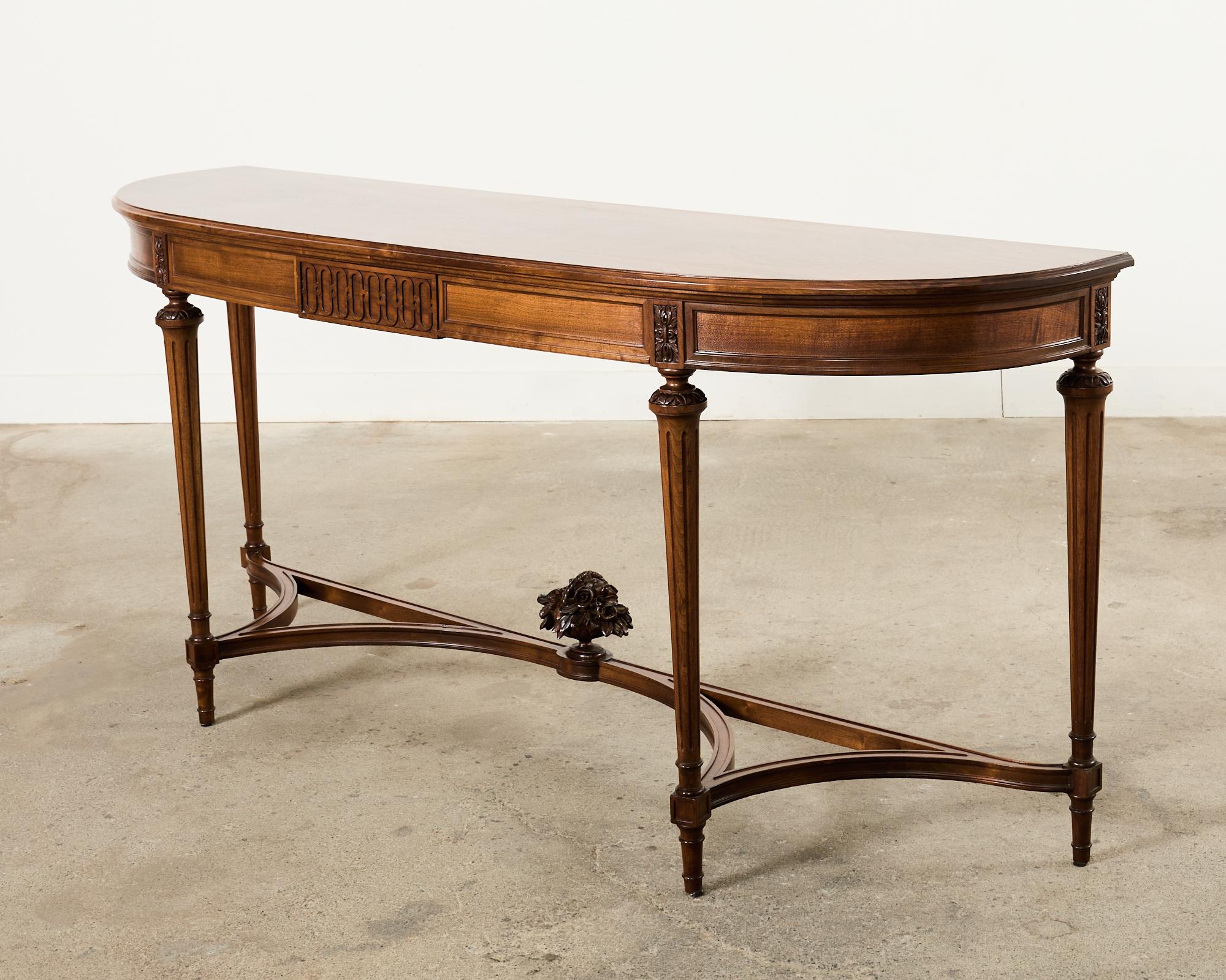 Grand French Louis XVI Style Mahogany Demilune Console Server For Sale 13
