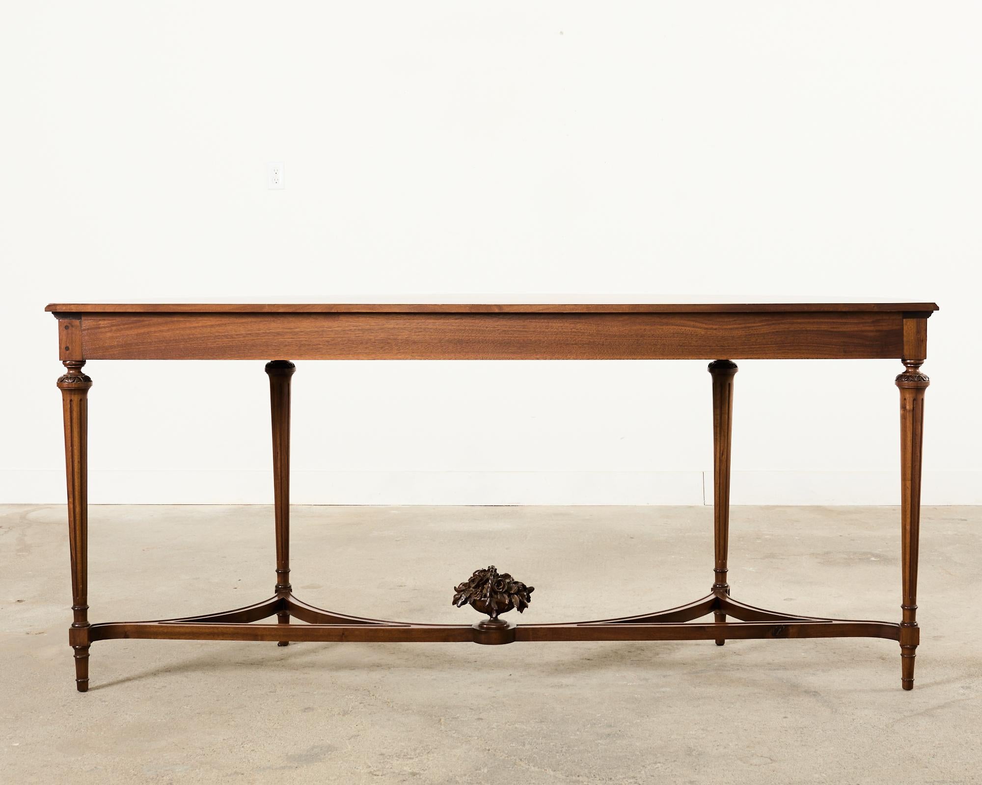 Grand French Louis XVI Style Mahogany Demilune Console Server For Sale 14