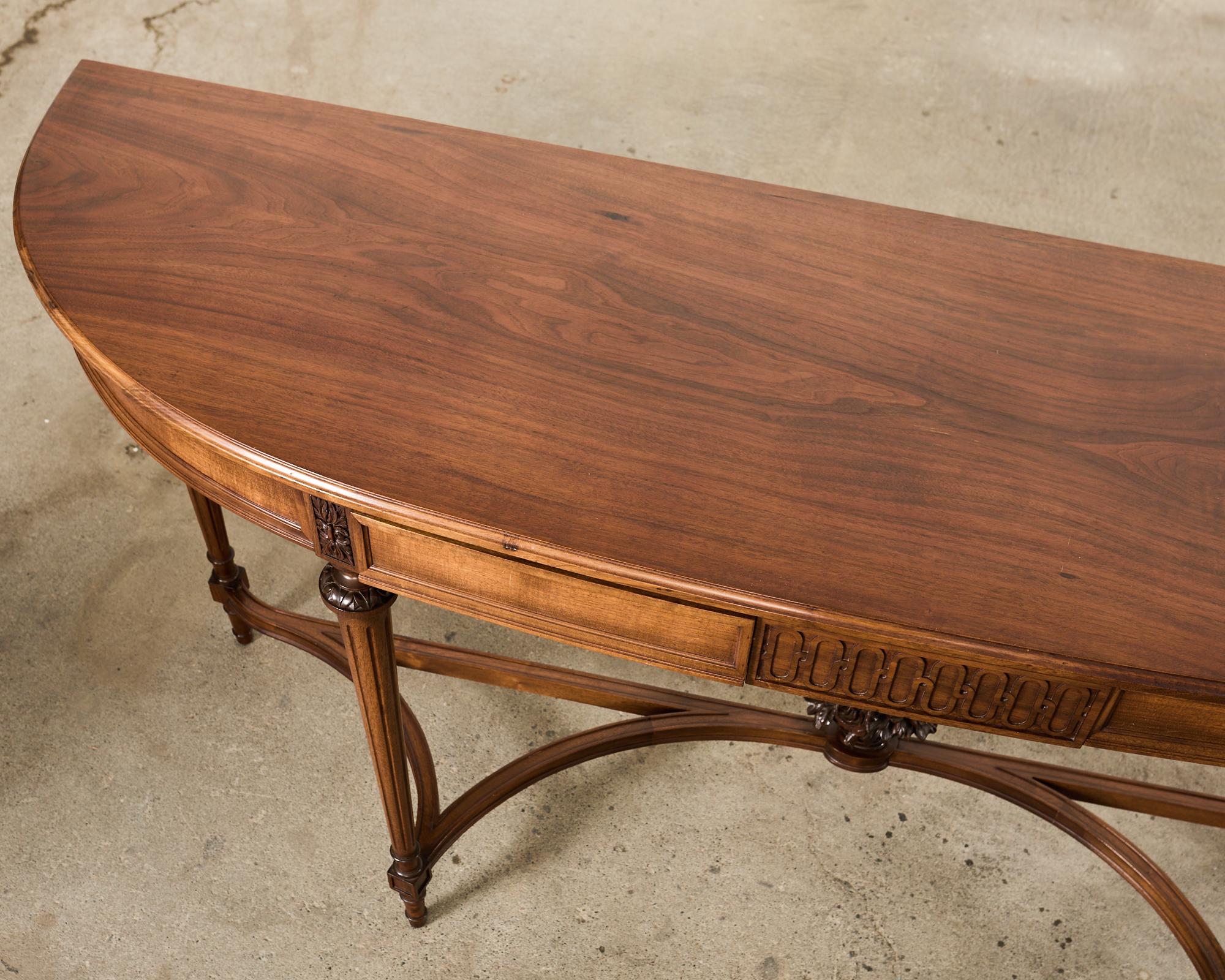 Grand French Louis XVI Style Mahogany Demilune Console Server For Sale 1