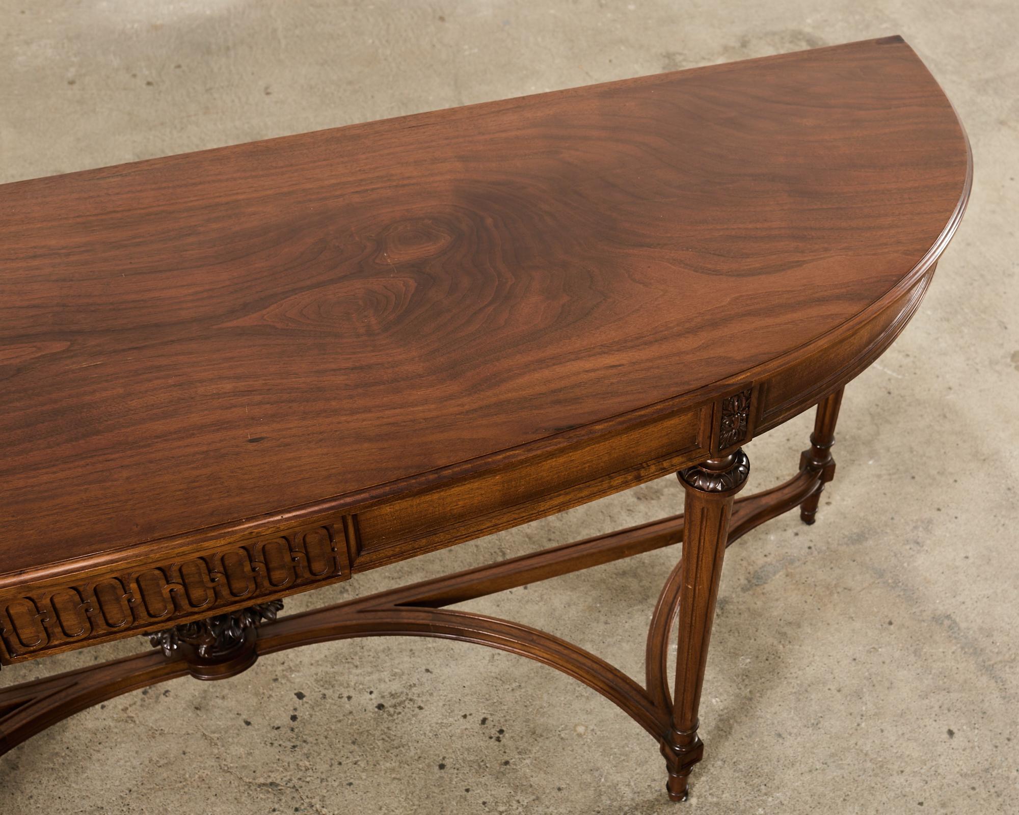 Grand French Louis XVI Style Mahogany Demilune Console Server For Sale 2