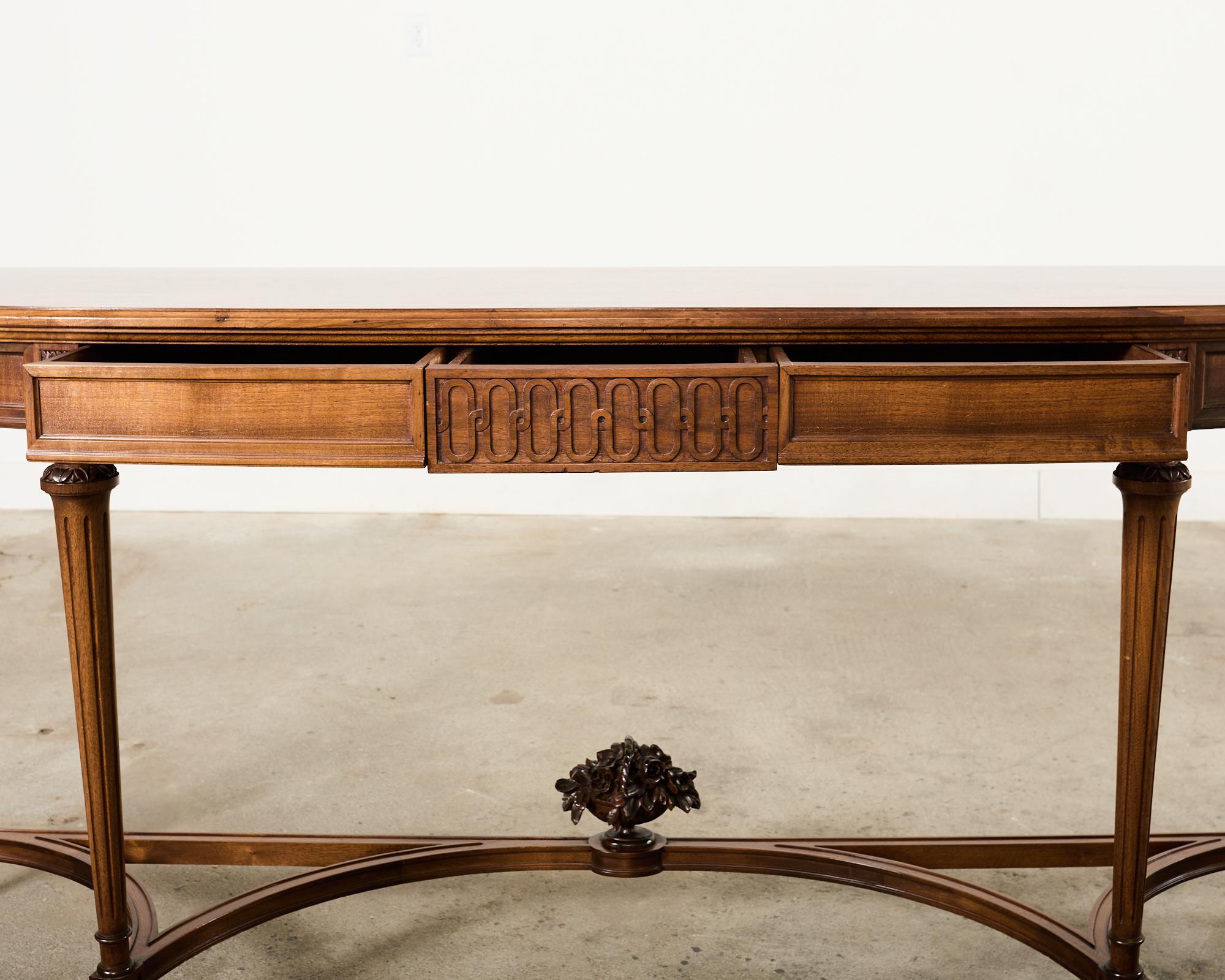Grand French Louis XVI Style Mahogany Demilune Console Server For Sale 3