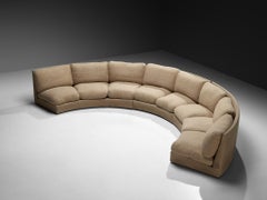 Grand French Mid-Century Modern Modular Curved Sofa in Beige Wool 515cm/202.76in