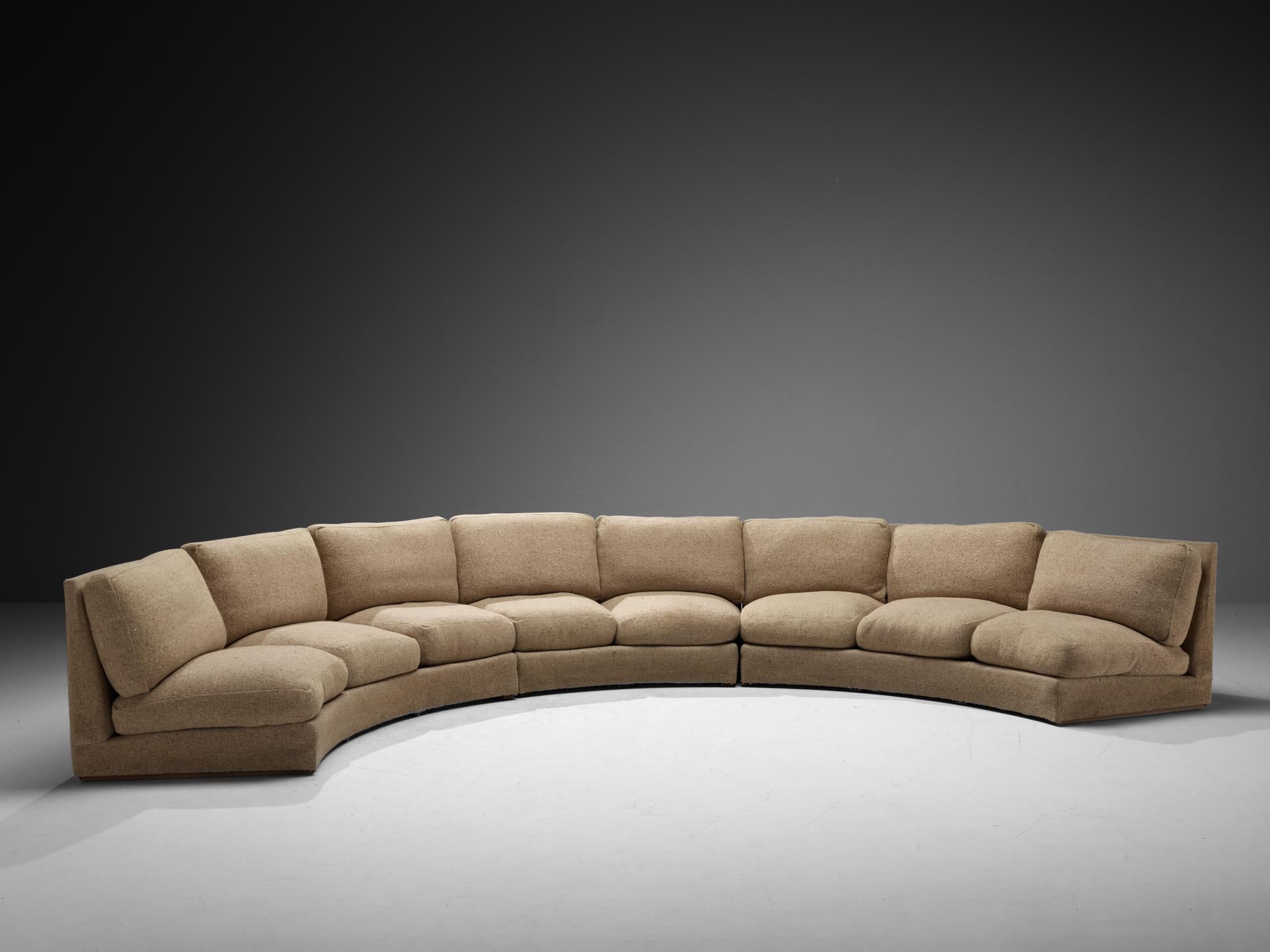 Grand Canapé Modulaire Moderne Français du Milieu du Siècle en Laine Beige 515cm/202.76in en vente 1