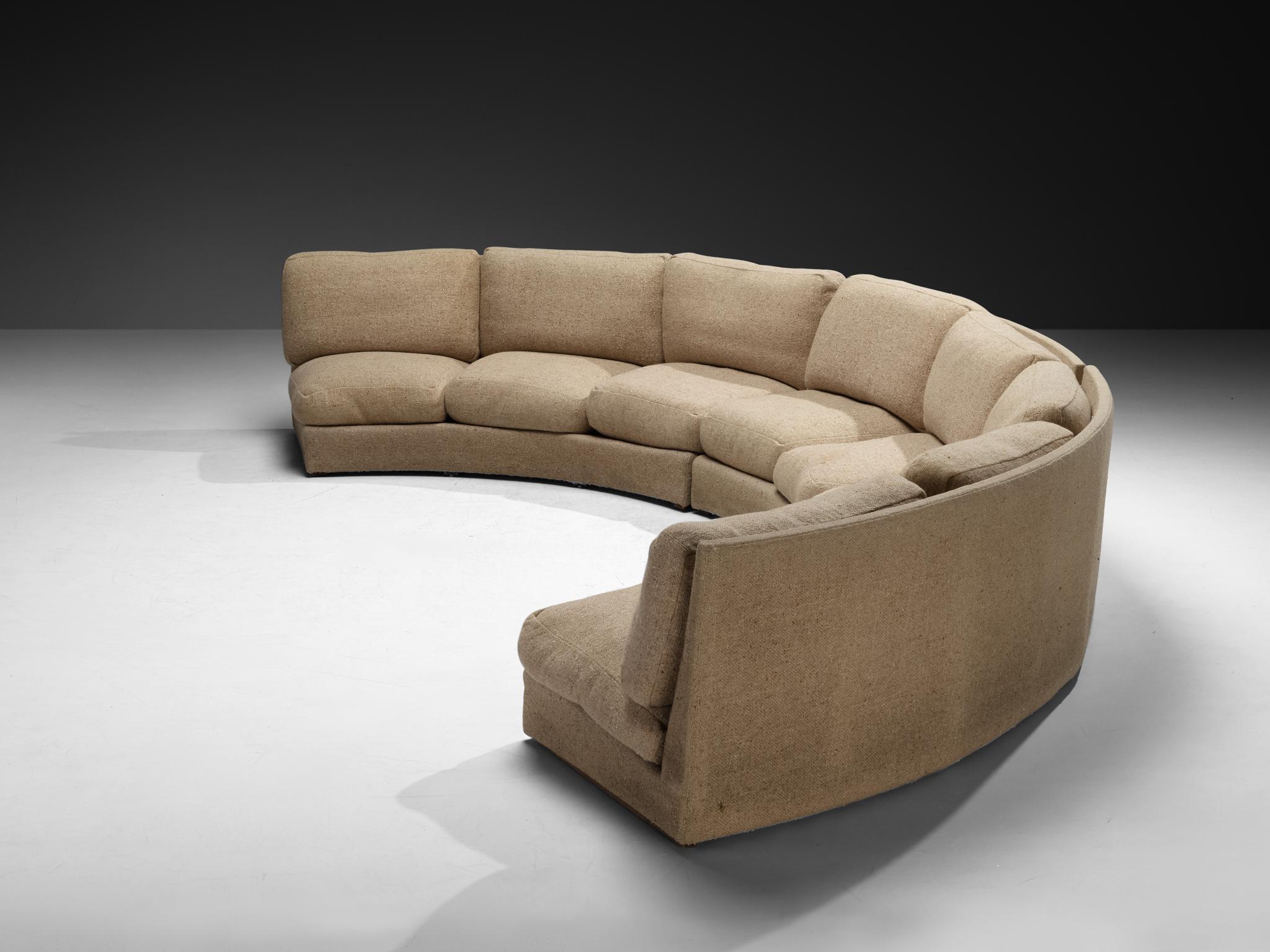 Grand Canapé Modulaire Moderne Français du Milieu du Siècle en Laine Beige 515cm/202.76in en vente 2