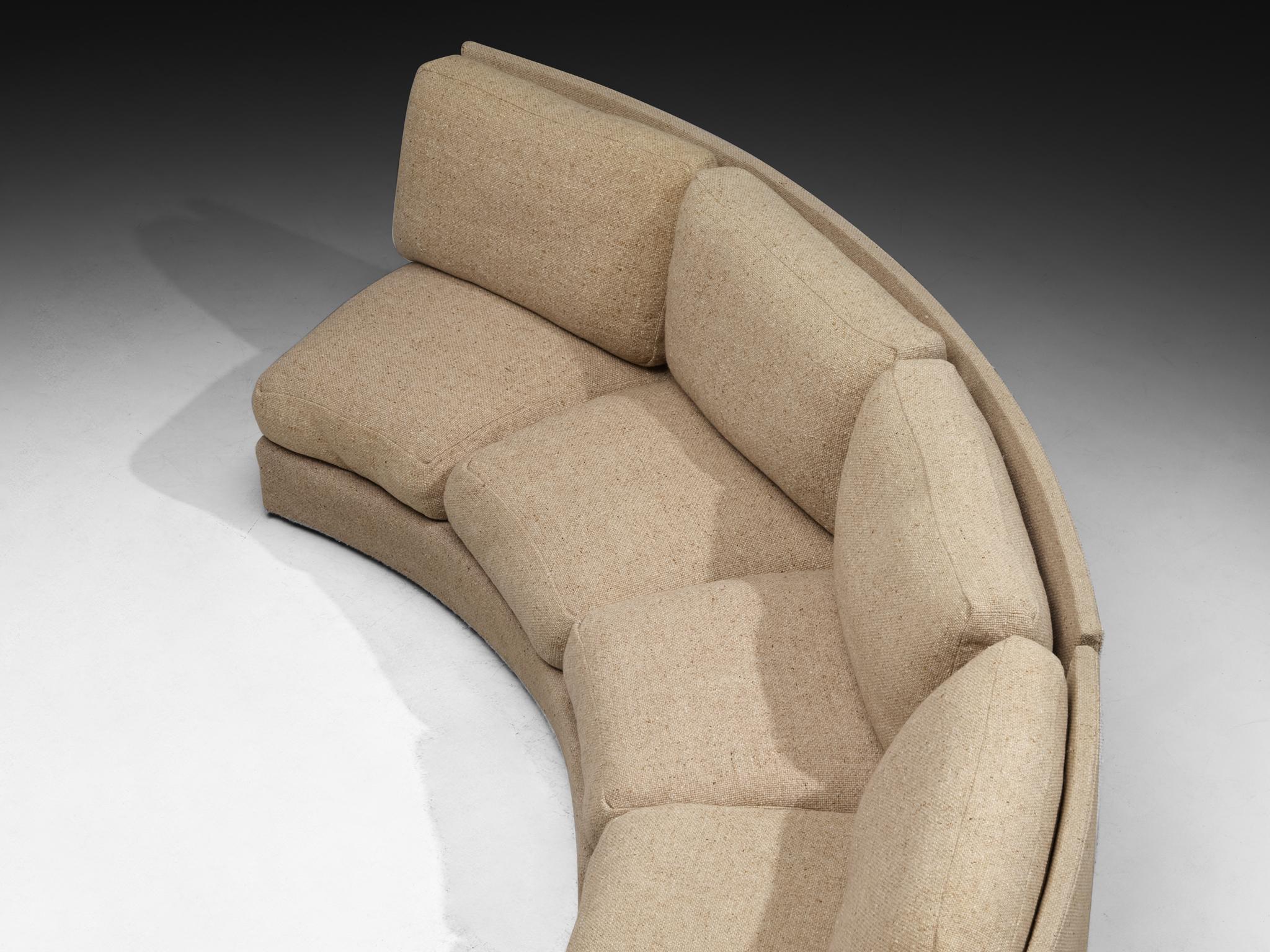 Grand Canapé Modulaire Moderne Français du Milieu du Siècle en Laine Beige 515cm/202.76in en vente 3