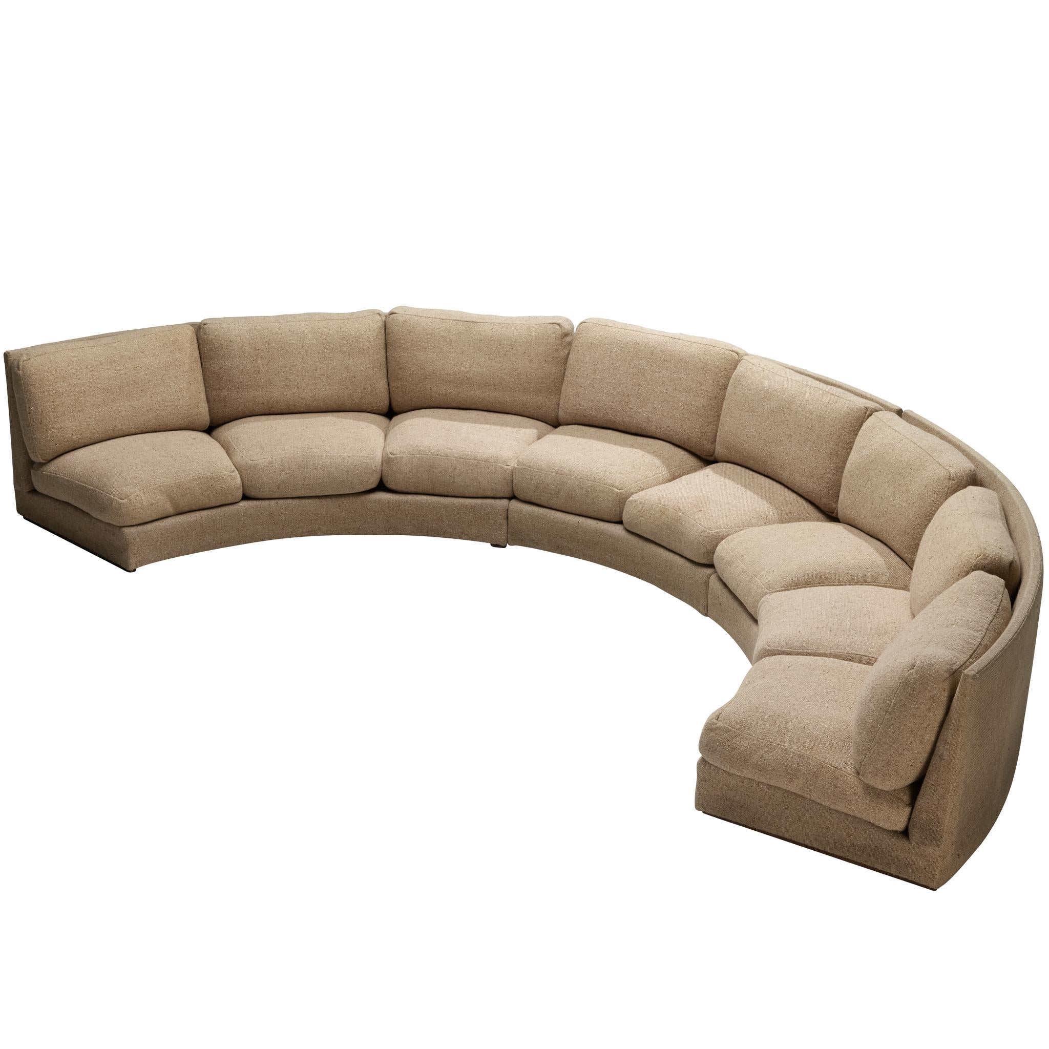 Divano modulare curvo Grand French Mid-Century Modern in lana beige 515cm/202.76in