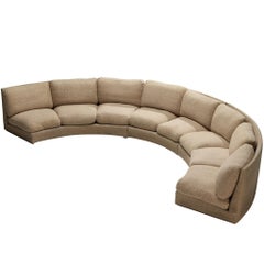 Grand French Mid-Century Modern Modular Curved Sofa in Beige Wool 515cm/202.76in