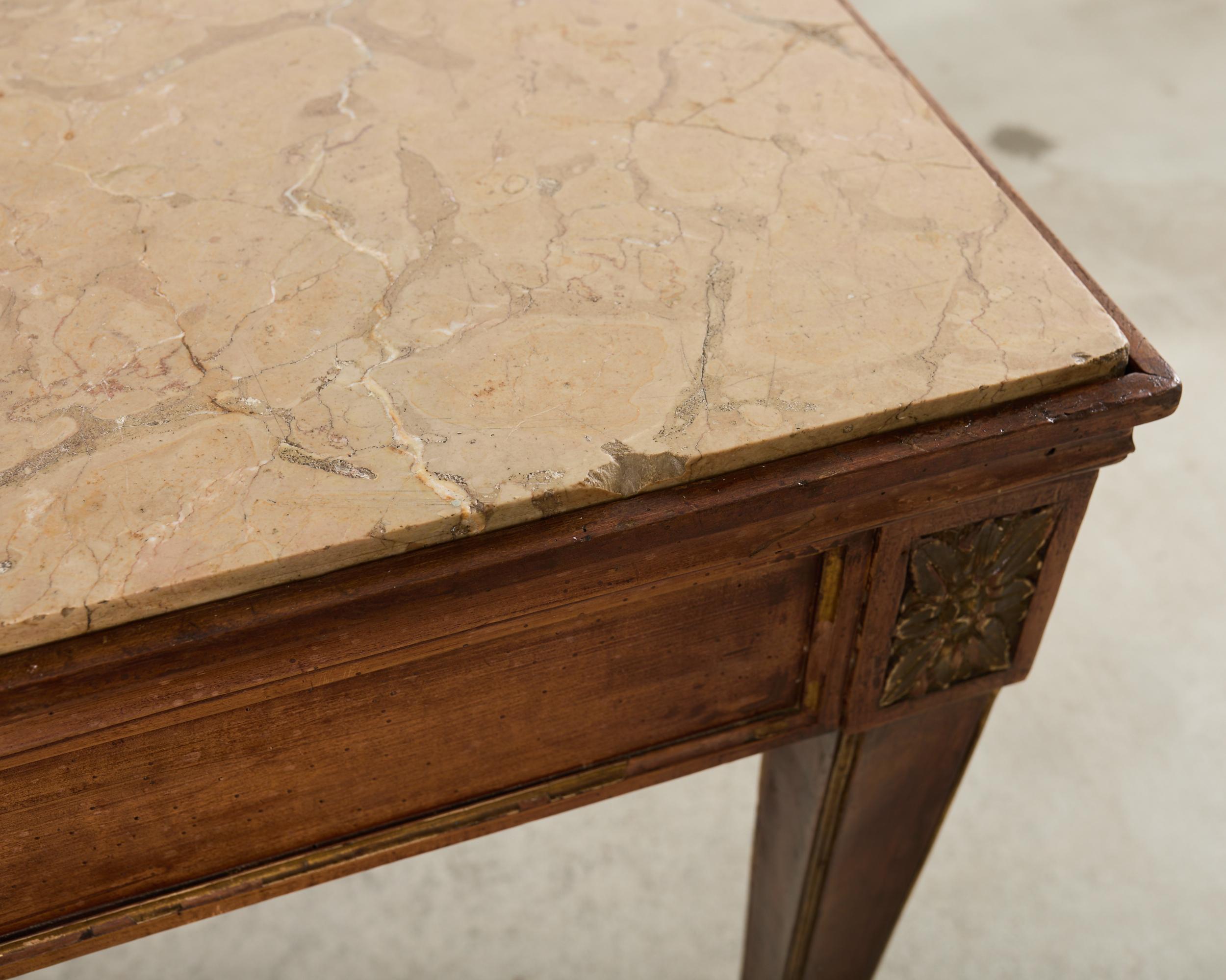 Grand French Neoclassical Marble Top Library or Console Table For Sale 5