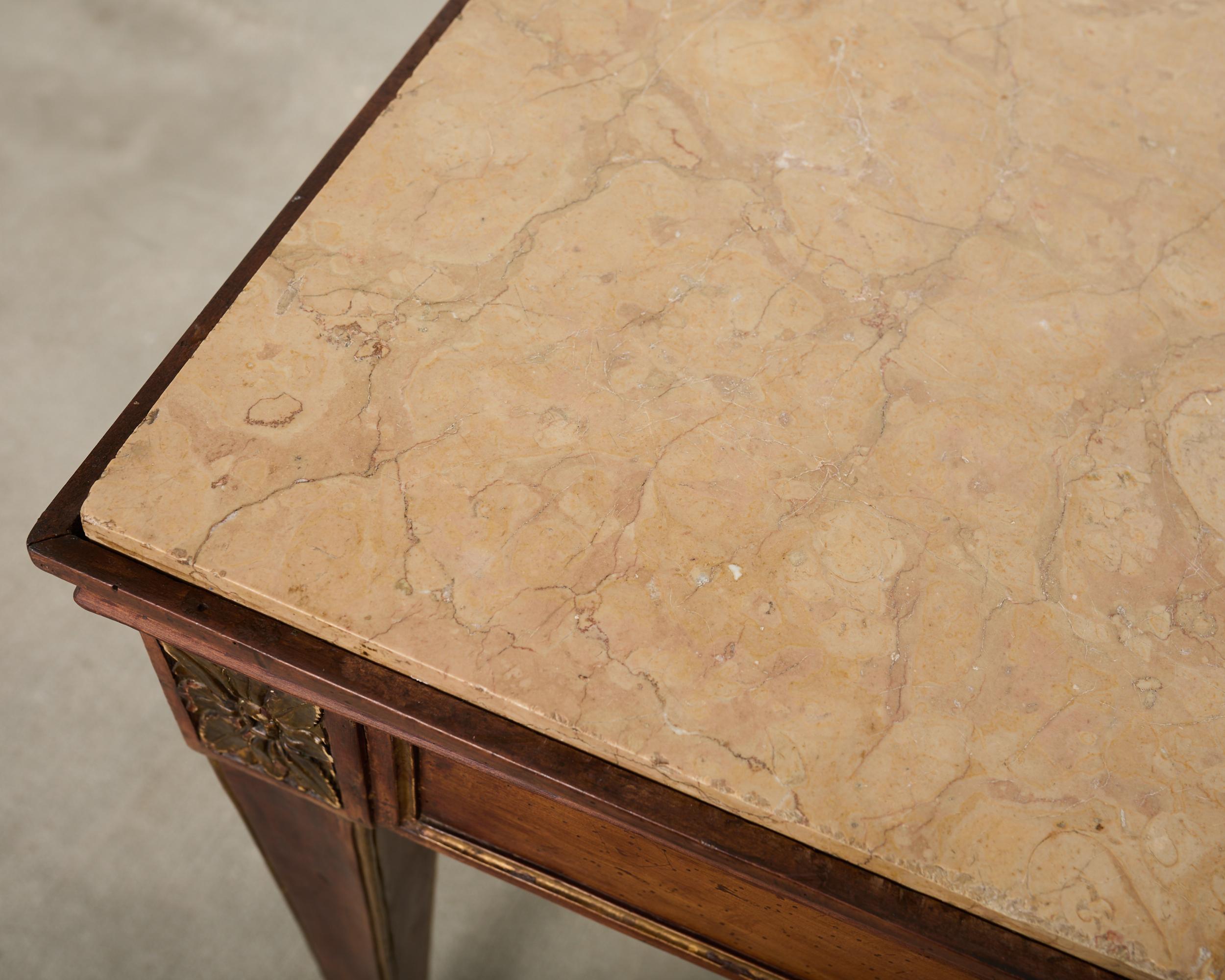 Grand French Neoclassical Marble Top Library or Console Table For Sale 8