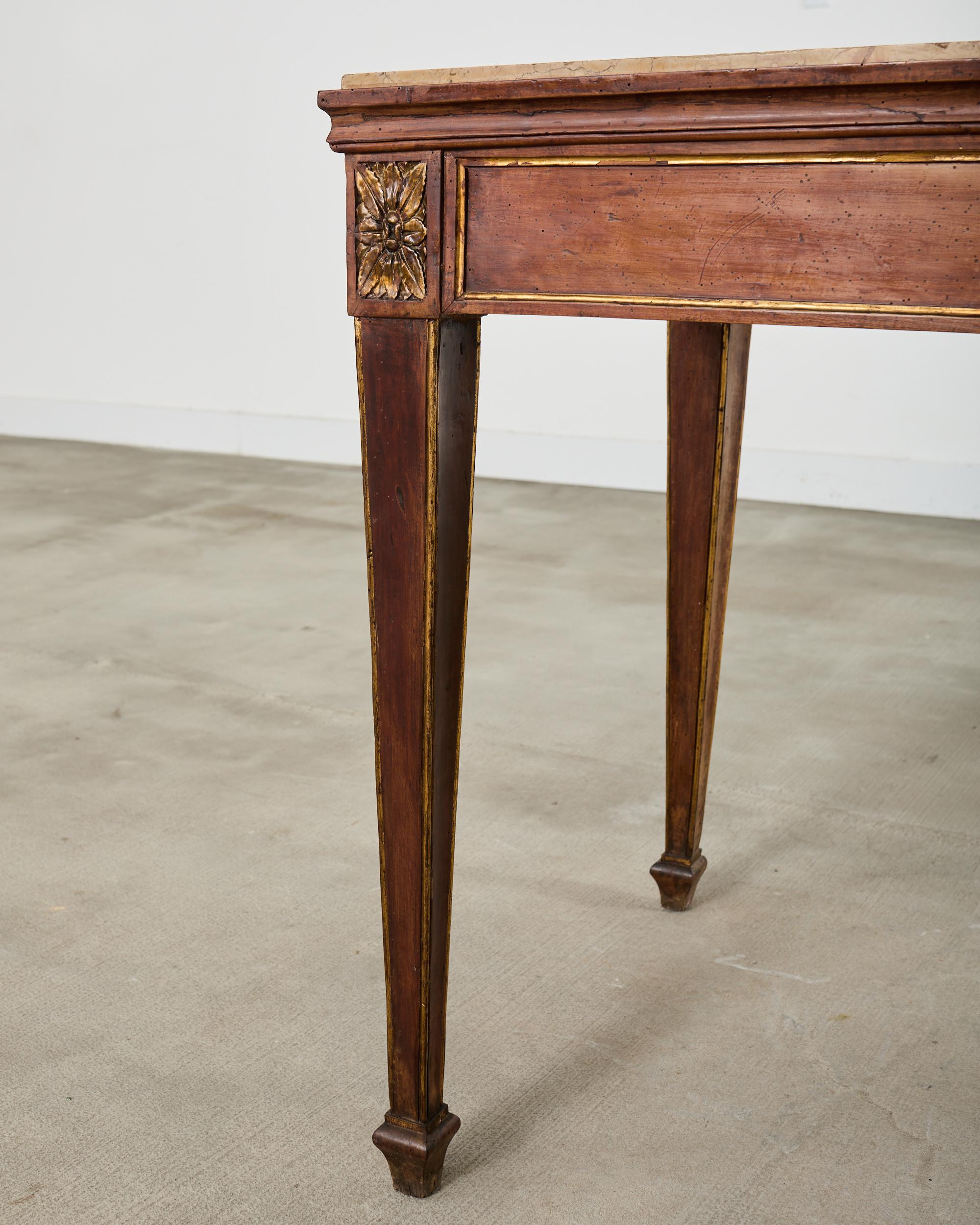 Grand French Neoclassical Marble Top Library or Console Table For Sale 9