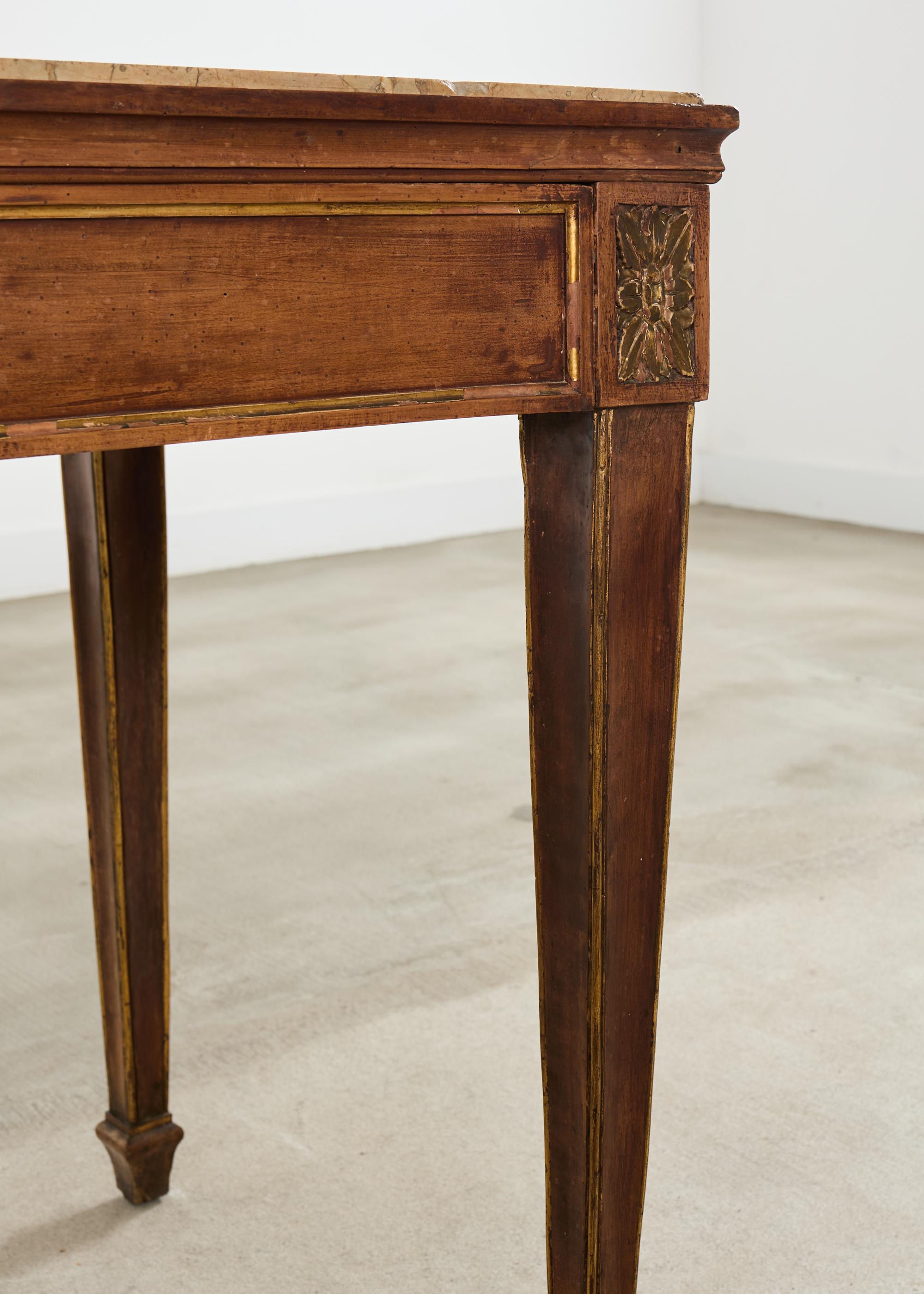 Grand French Neoclassical Marble Top Library or Console Table For Sale 10