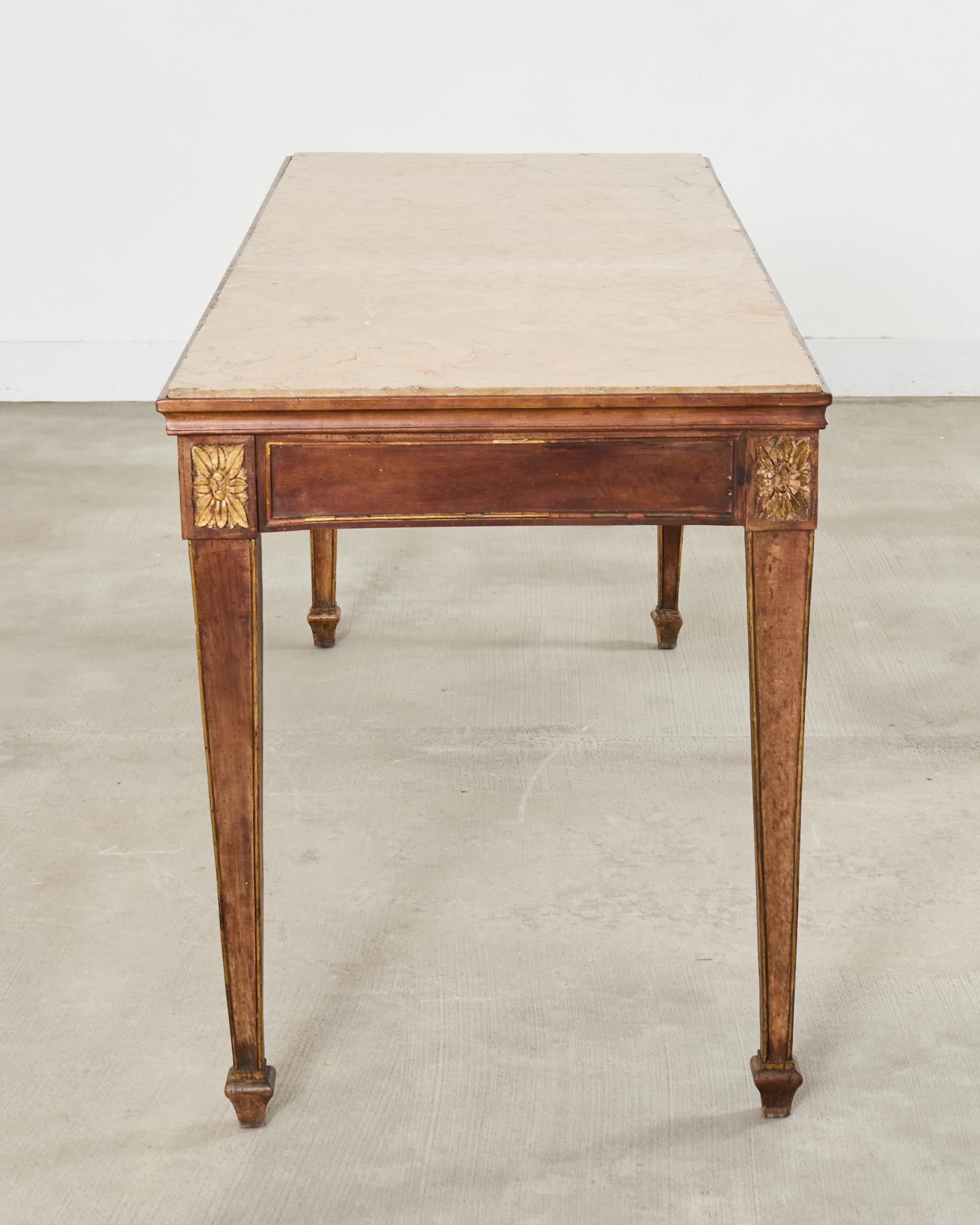 Grand French Neoclassical Marble Top Library or Console Table For Sale 12