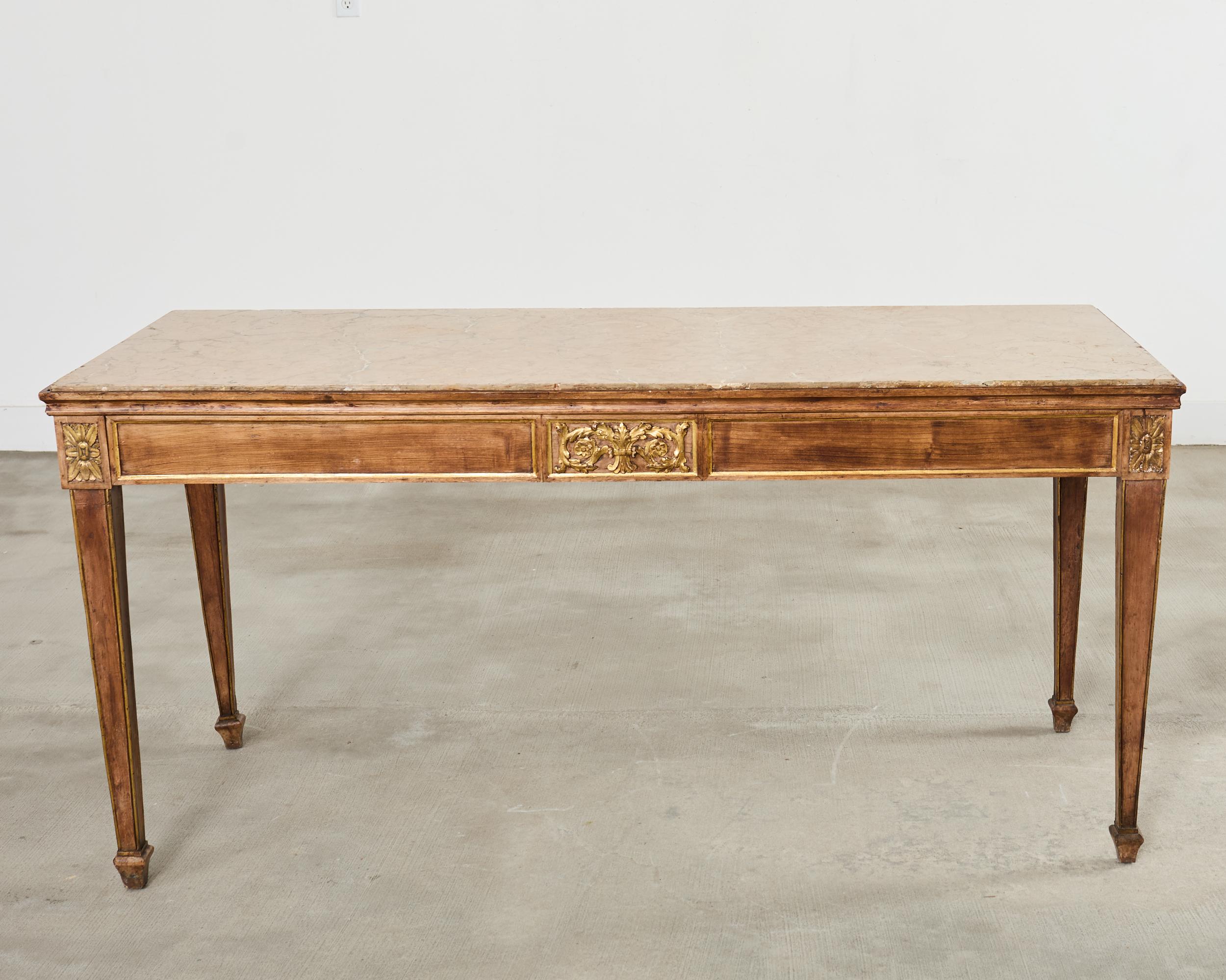 Grand French Neoclassical Marble Top Library or Console Table For Sale 13