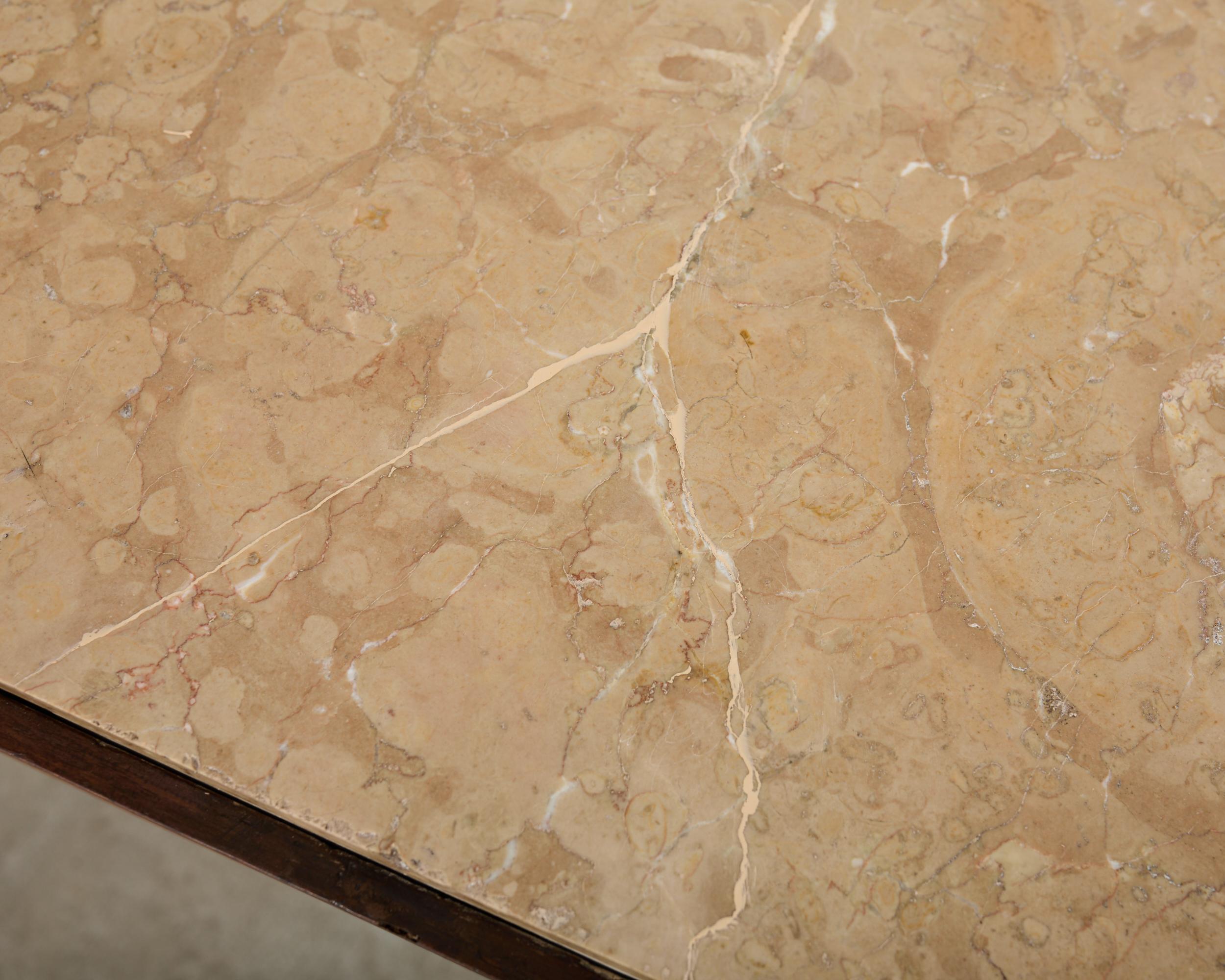 Grand French Neoclassical Marble Top Library or Console Table For Sale 14