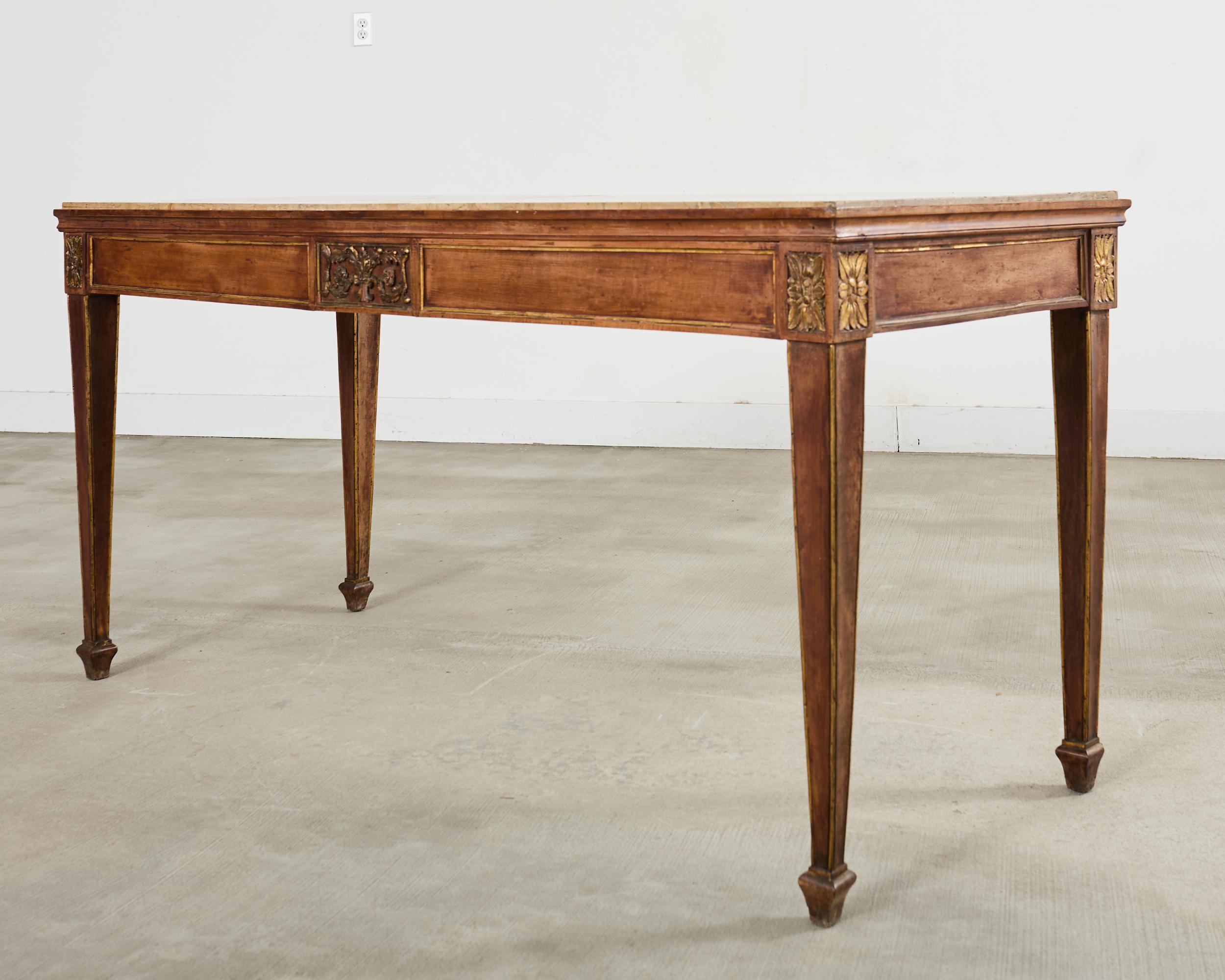 Grand French Neoclassical Marble Top Library or Console Table In Distressed Condition For Sale In Rio Vista, CA