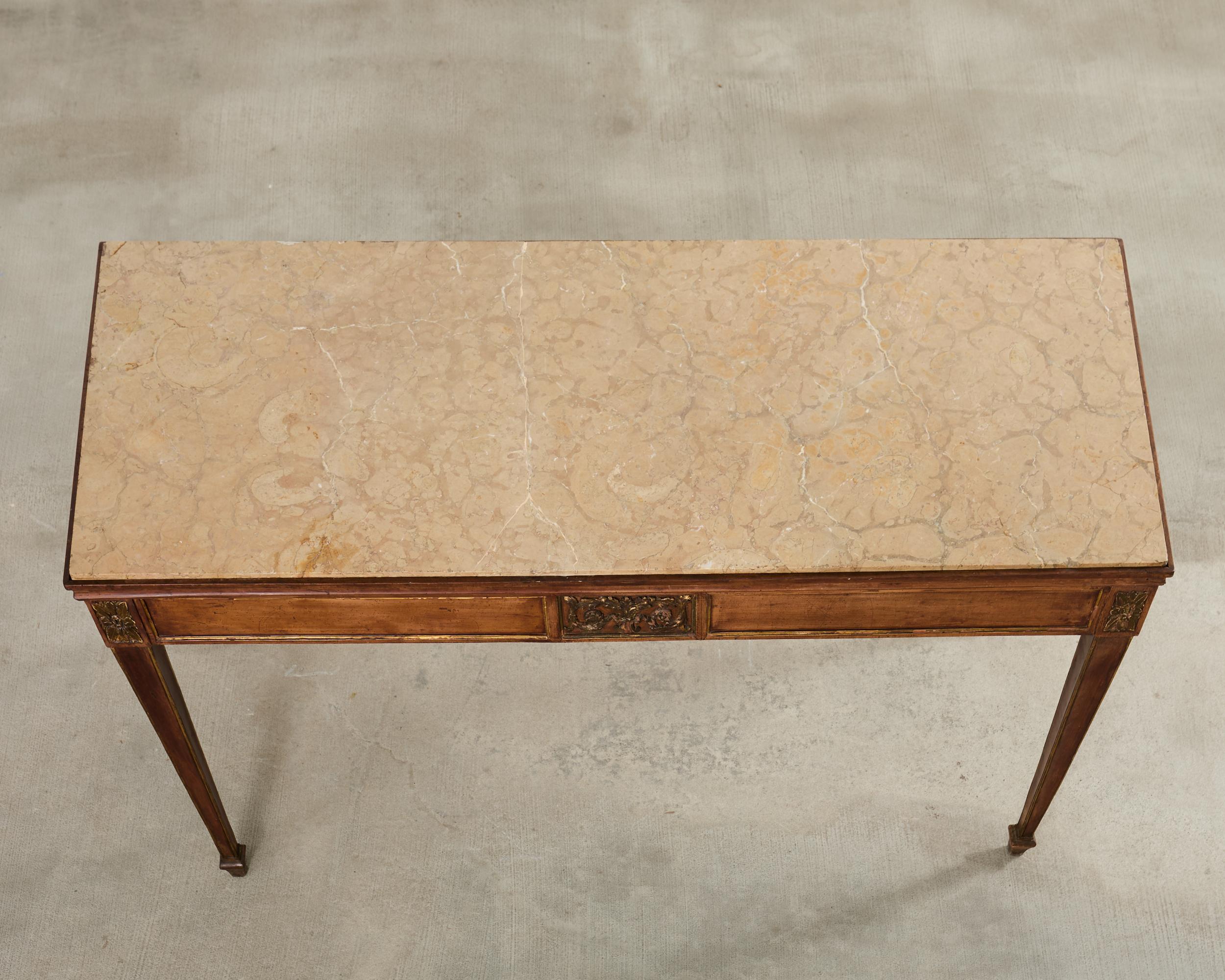 19th Century Grand French Neoclassical Marble Top Library or Console Table For Sale