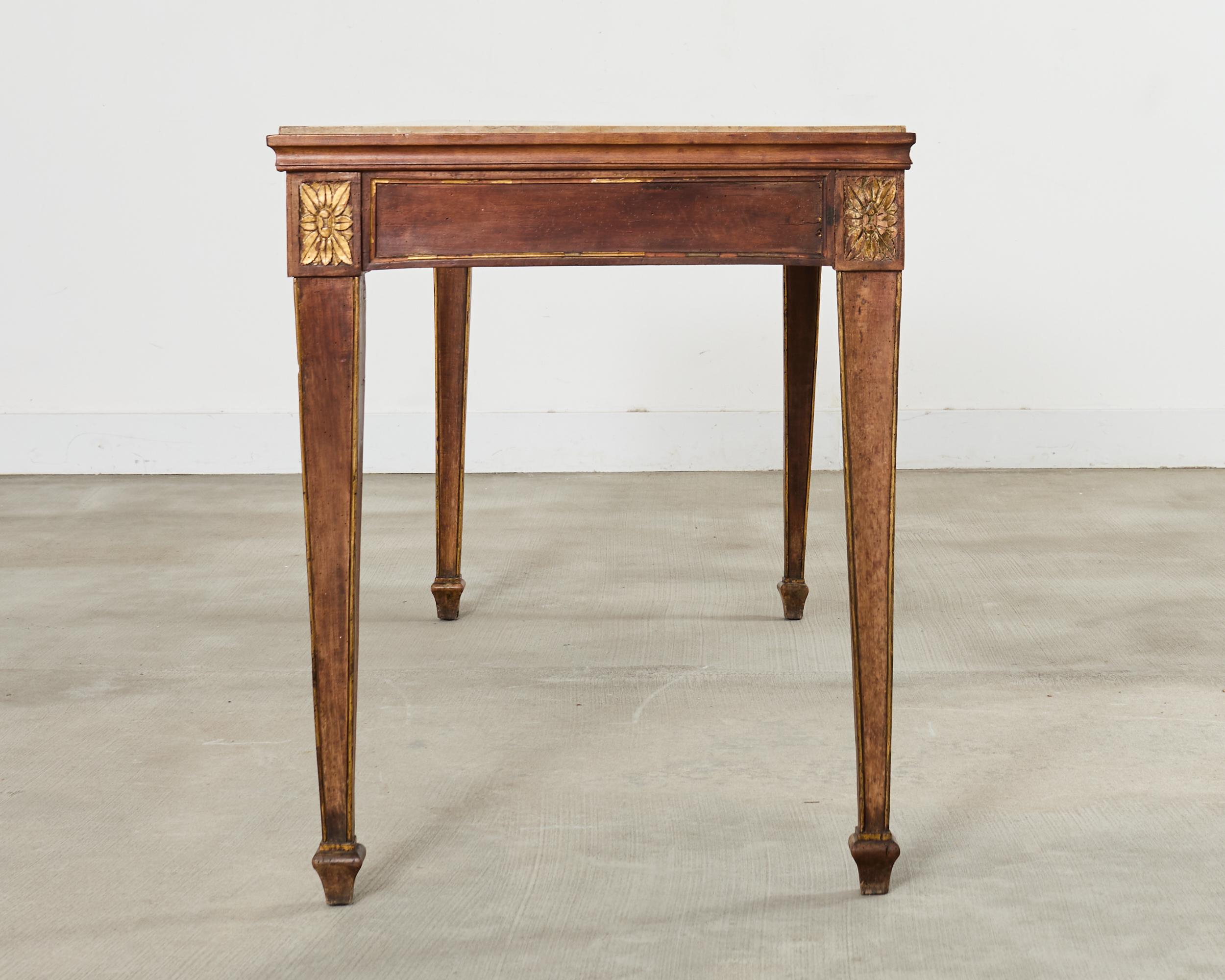 Grand French Neoclassical Marble Top Library or Console Table For Sale 1