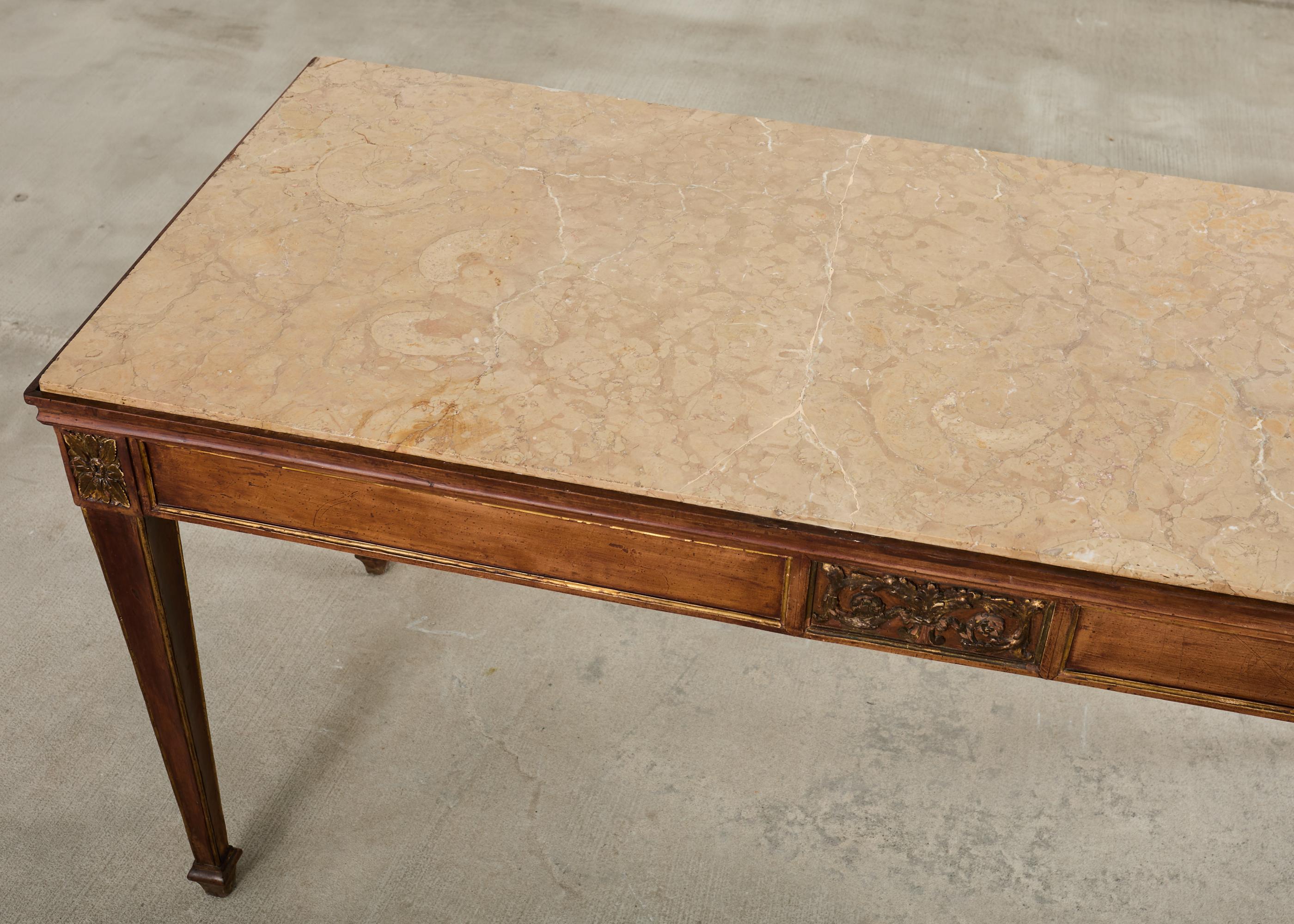 Grand French Neoclassical Marble Top Library or Console Table For Sale 2