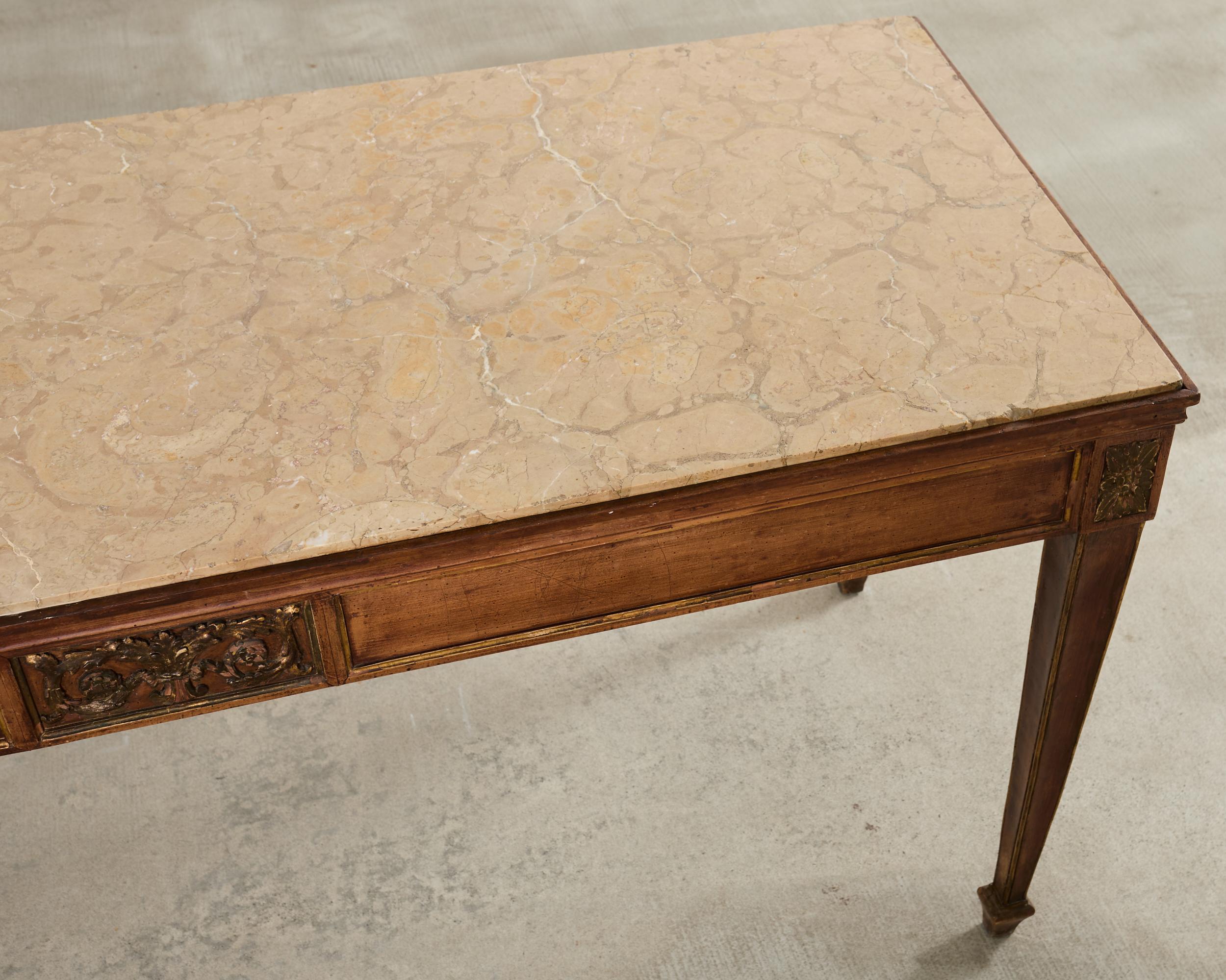 Grand French Neoclassical Marble Top Library or Console Table For Sale 3
