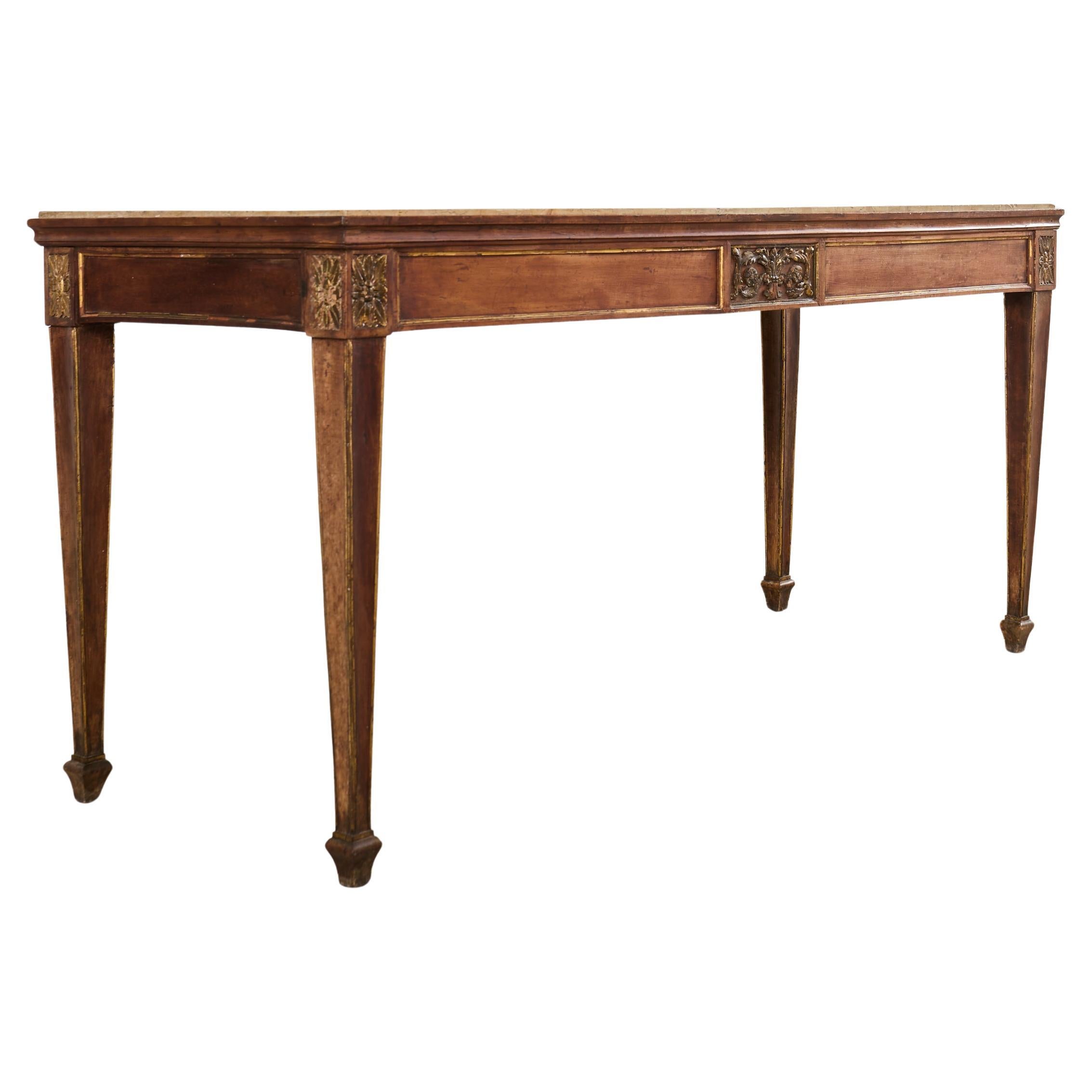 Grand French Neoclassical Marble Top Library or Console Table For Sale