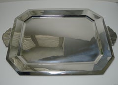 Grande vassoio per bevande francese placcato in argento di Saglier Freres, Parigi, Art Deco