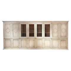 Grand Georgian-Style Painted Pine Library Cupboard or Kitchen Cabinets, C. 1920.