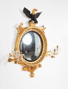 Grand Gilt Convex Eagle Girandole Mirror