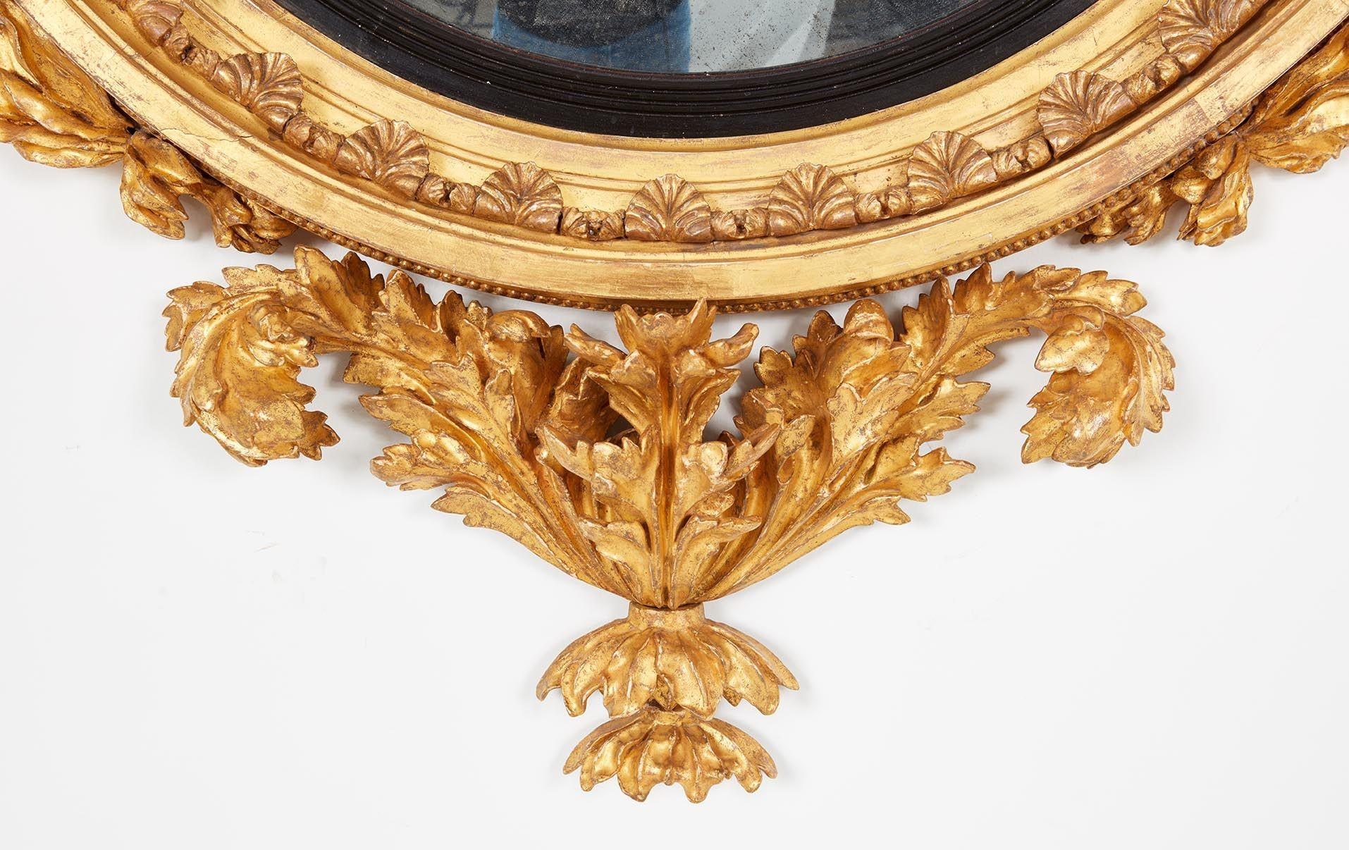 Grand Gilt Convex Eagle Girandole Mirror For Sale 2
