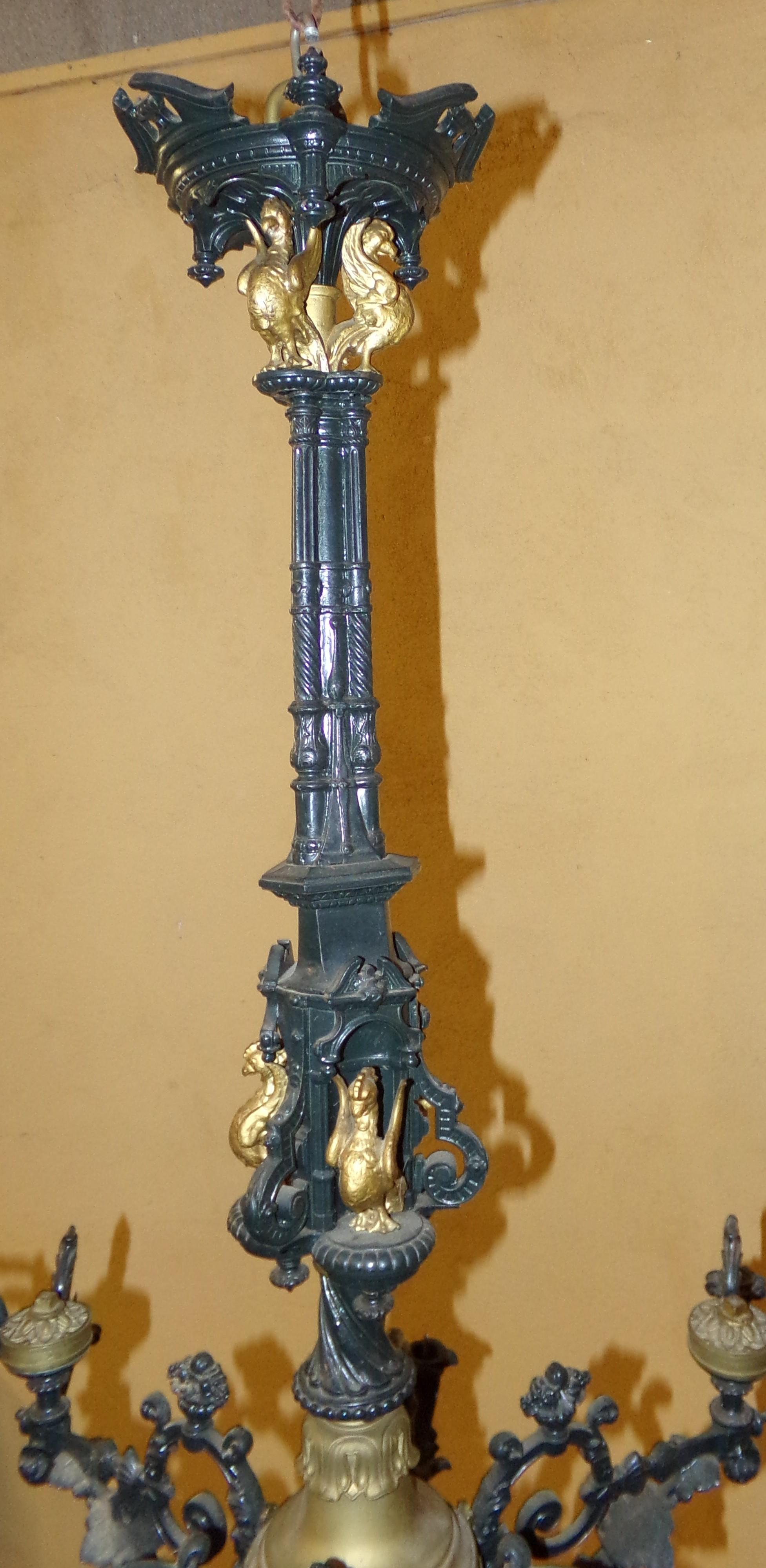 Cast Grand Gothic Revival Chandelier, circa 1880 For Sale
