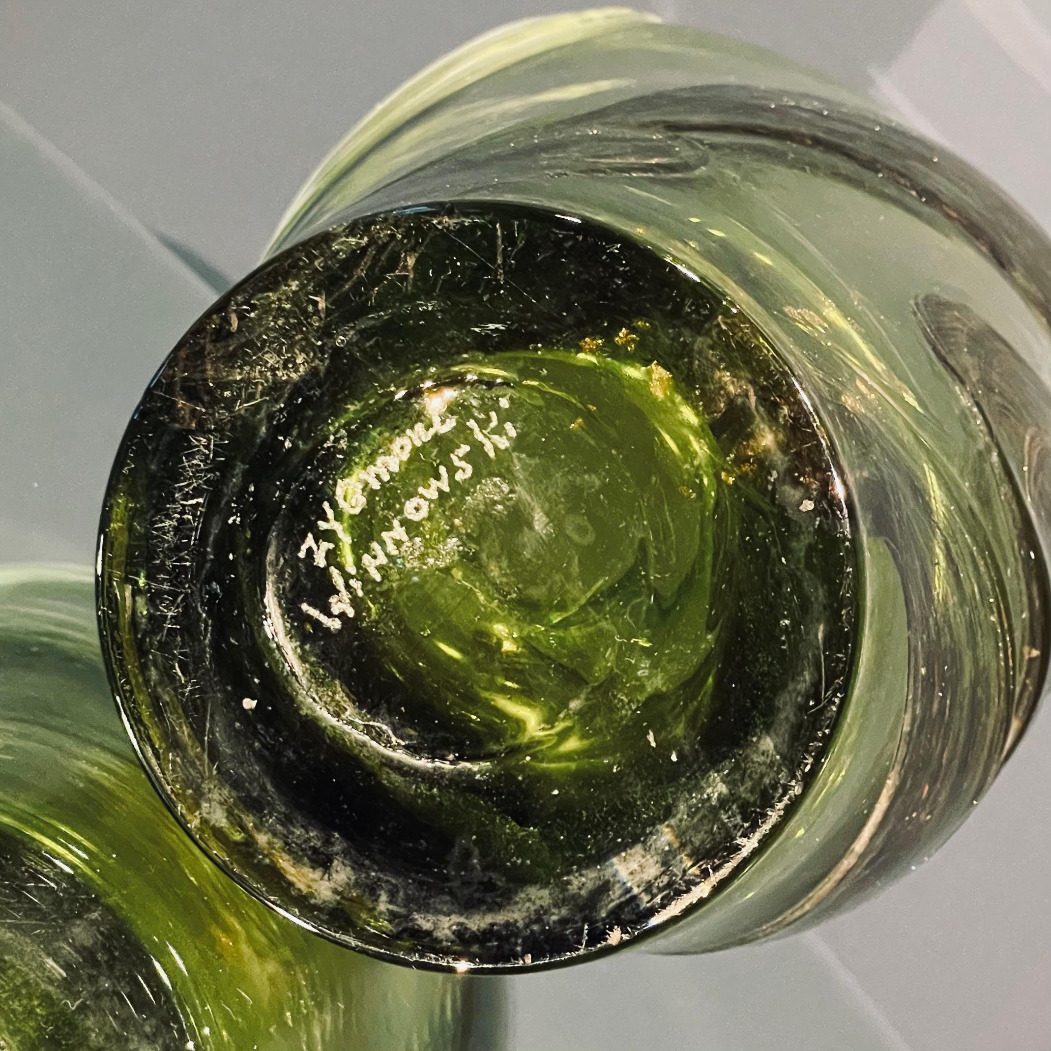 Large Green Coloured Glass Vase, Signed by Winnowski, Biot, France, 1990s In Good Condition For Sale In Munich, DE