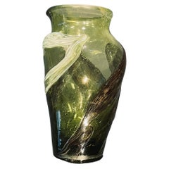 Grand Green Coloured Glass Vase, Signed, Biot, France, 21st Century